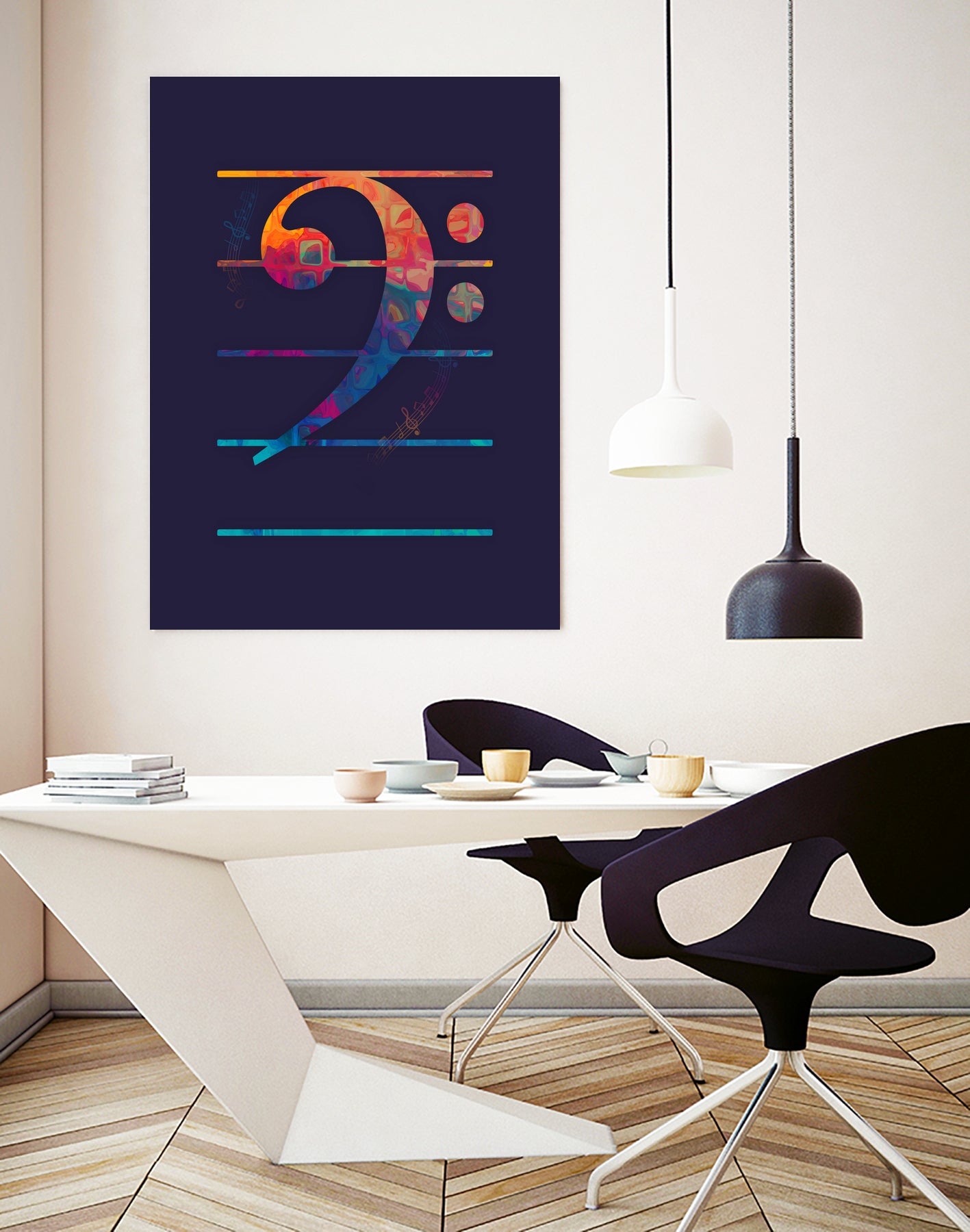 Bass Clef Color by Leandro Jorge on GIANT ART - blue vector illustration