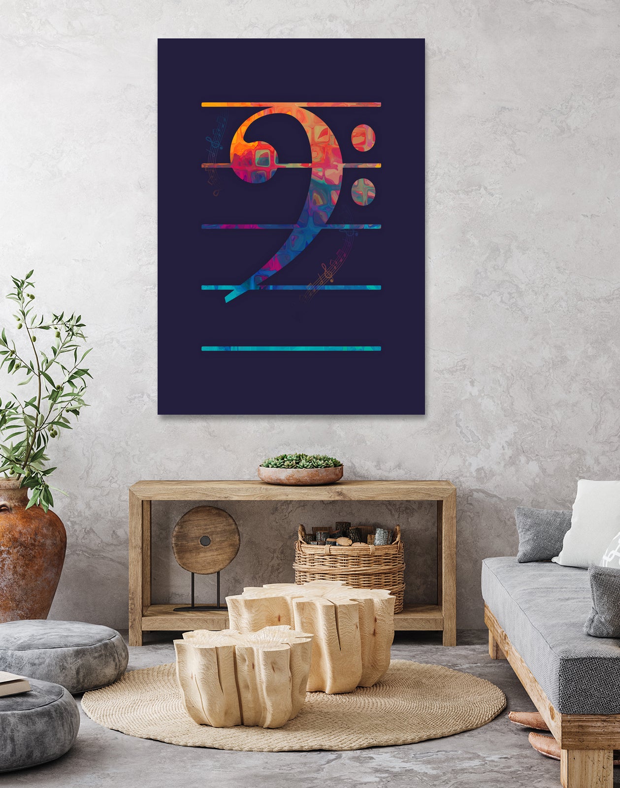 Bass Clef Color by Leandro Jorge on GIANT ART - blue vector illustration