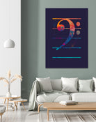 Bass Clef Color by Leandro Jorge on GIANT ART - blue vector illustration