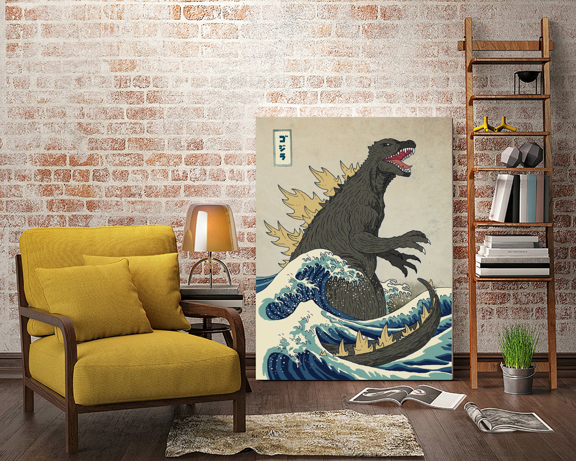 The Great Godzilla Off Kanagawa by Michael Buxton on GIANT ART - brown digital painting