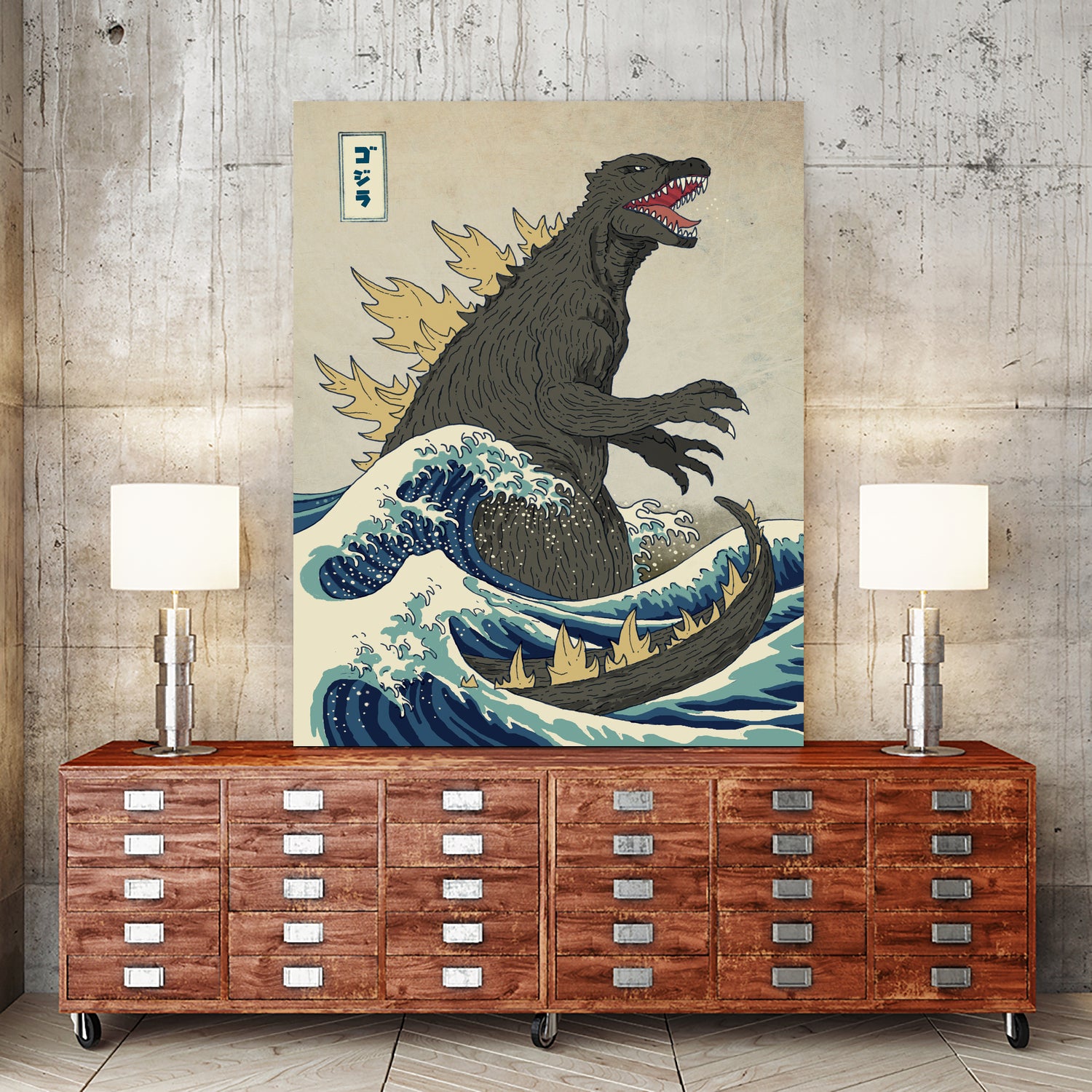 The Great Godzilla Off Kanagawa by Michael Buxton on GIANT ART - brown digital painting