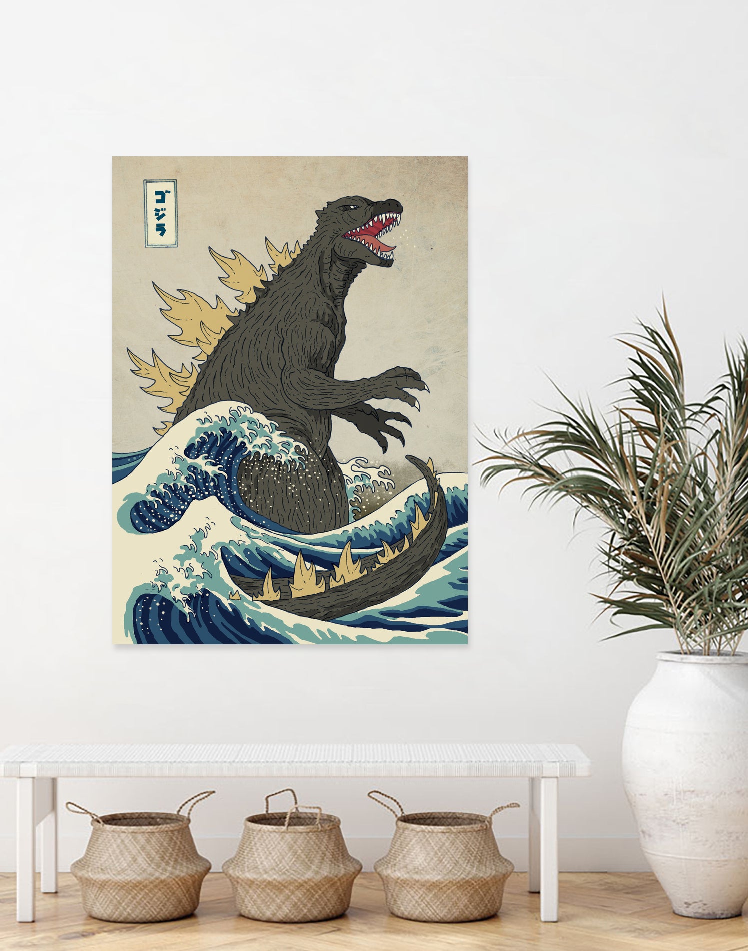 The Great Godzilla Off Kanagawa by Michael Buxton on GIANT ART - brown digital painting