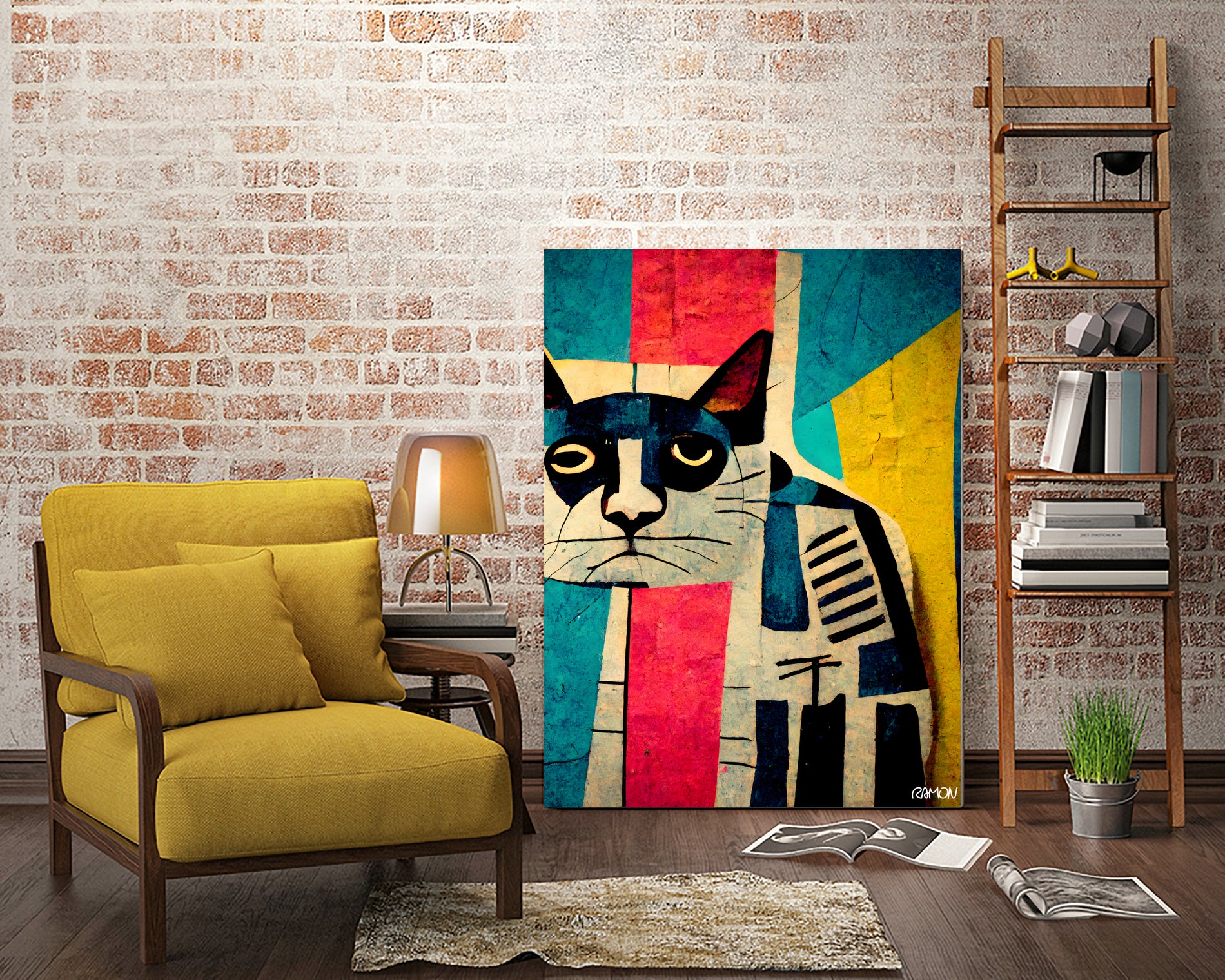 Abstract Art Cat by Ramon Souza on GIANT ART - white digital painting