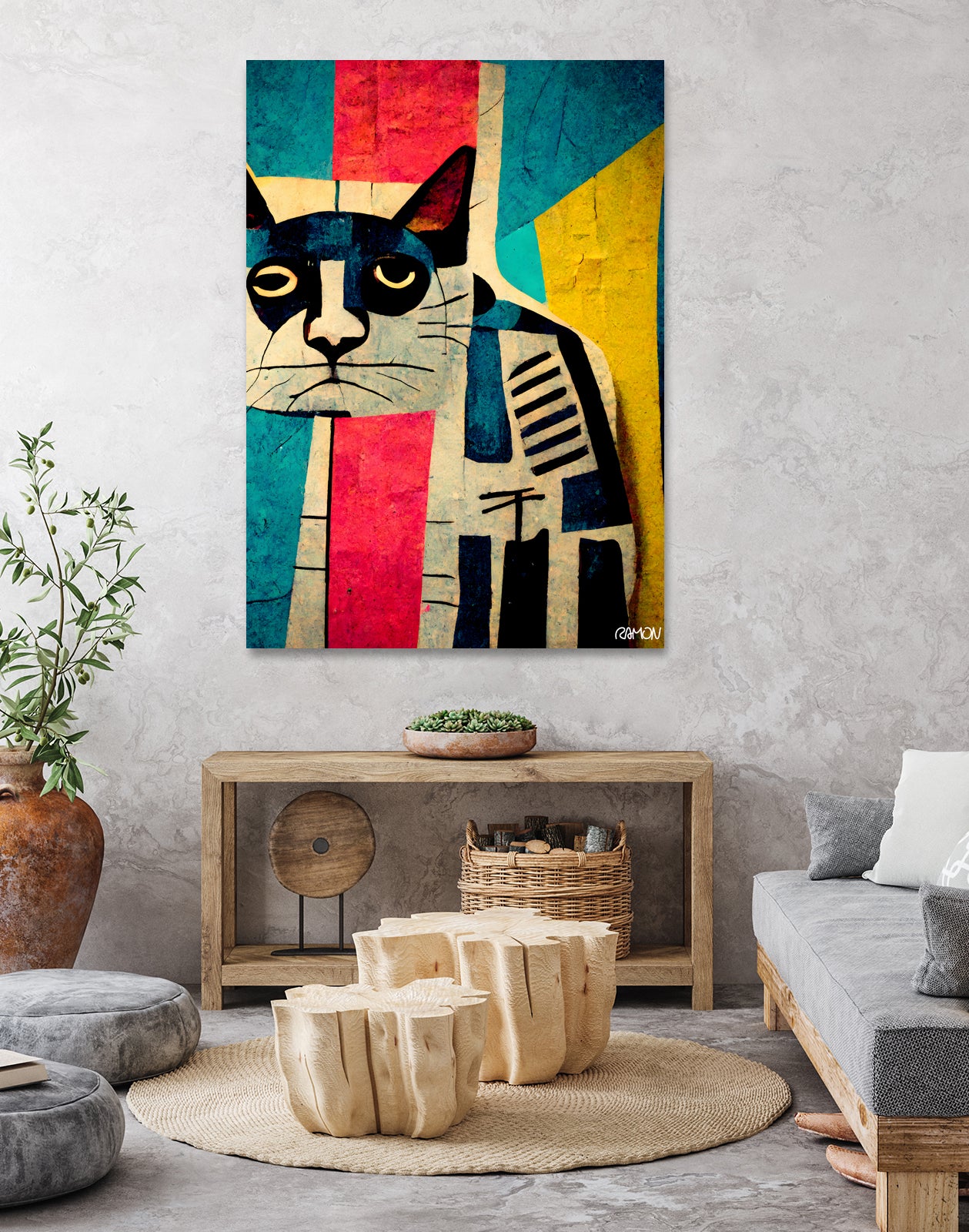 Abstract Art Cat by Ramon Souza on GIANT ART - white digital painting