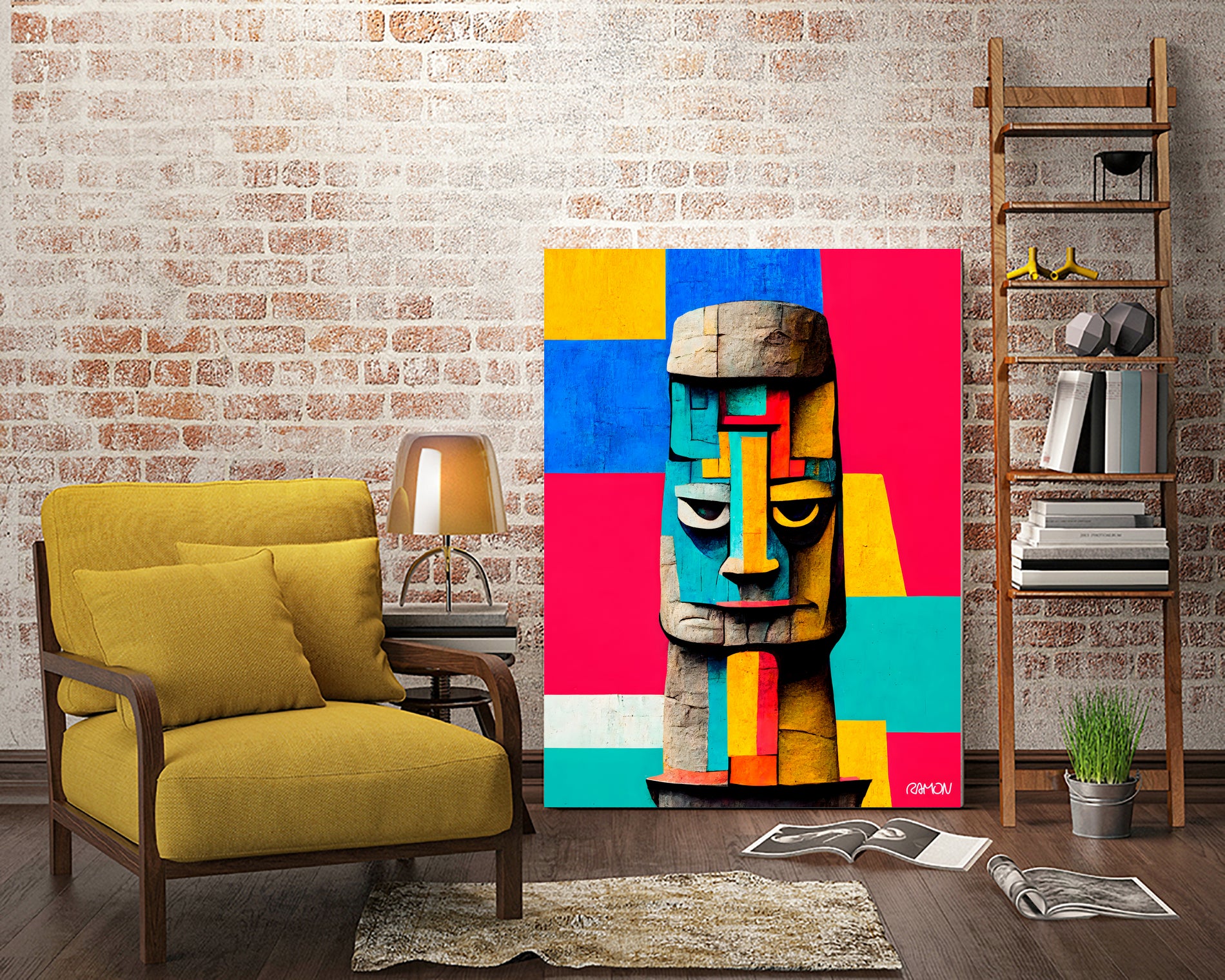 Moai Statue by Ramon Souza on GIANT ART - yellow digital painting