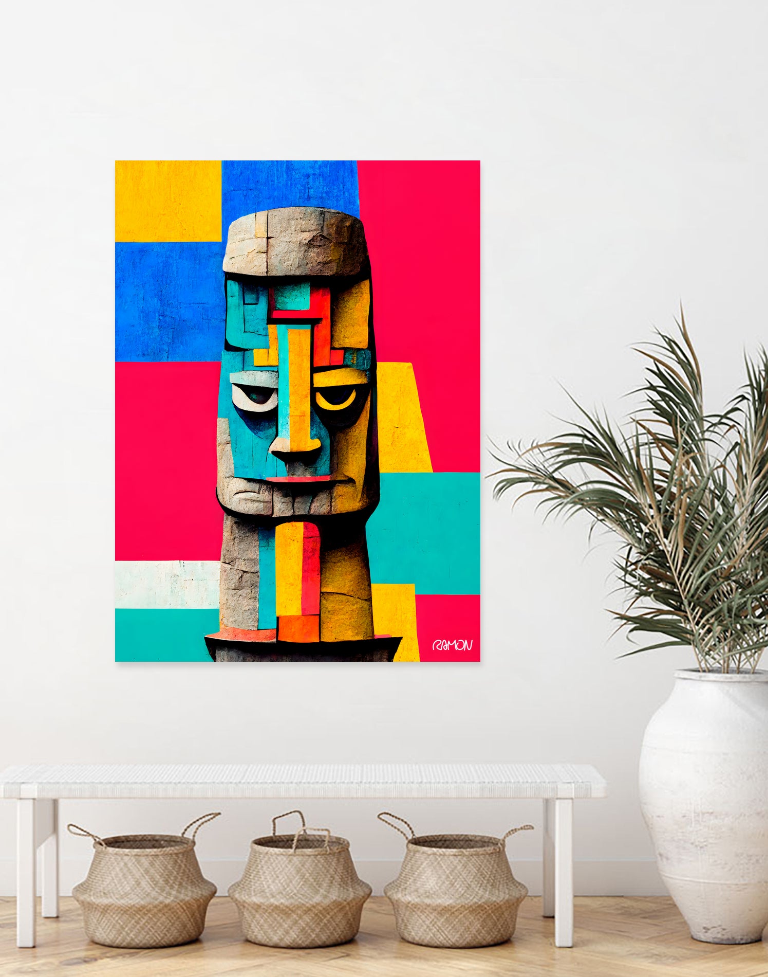 Moai Statue by Ramon Souza on GIANT ART - yellow digital painting