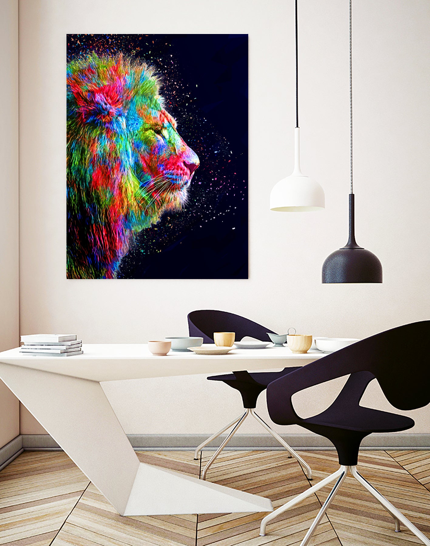Colored Lion by Milos Karanovic on GIANT ART - black photo illustration