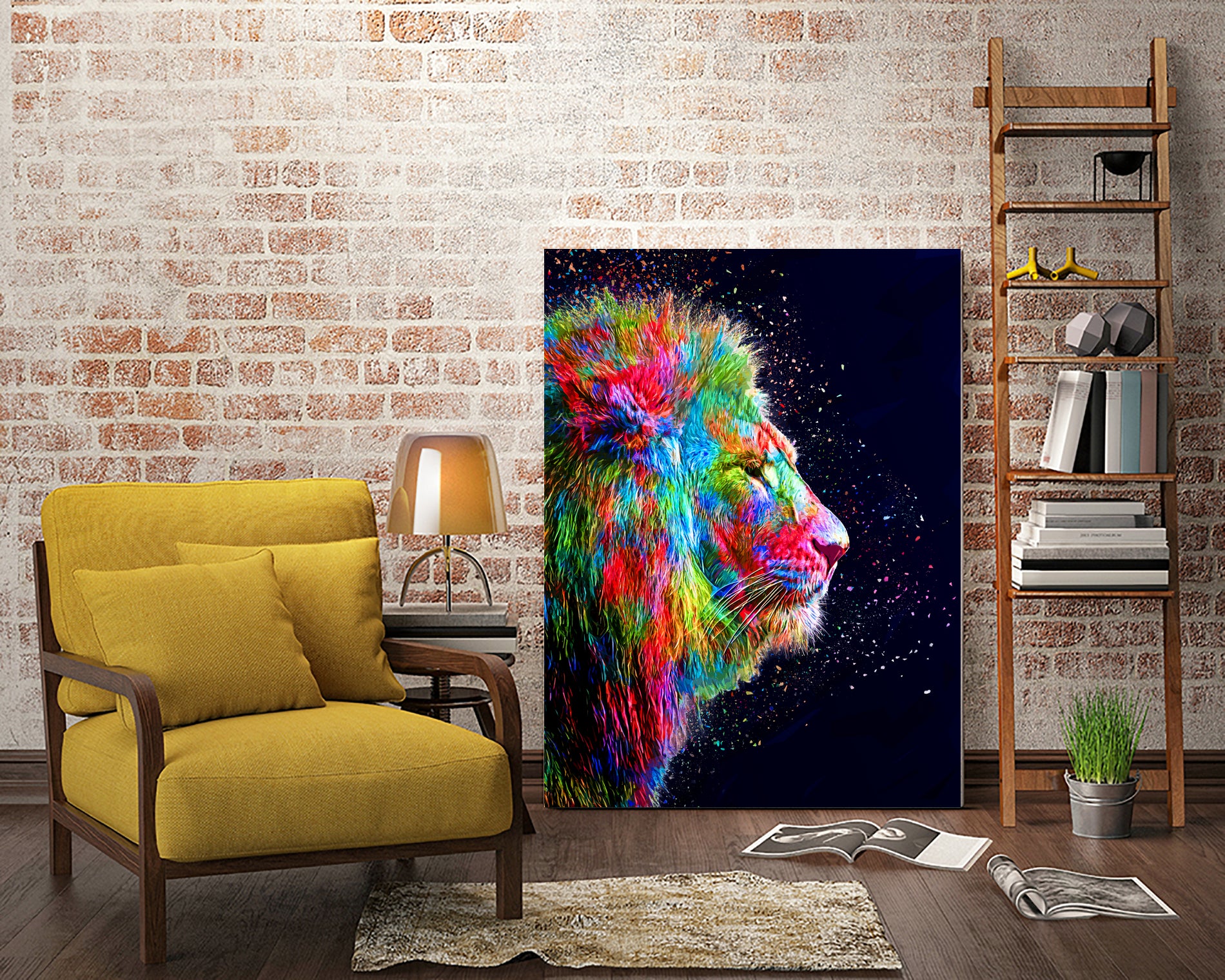 Colored Lion by Milos Karanovic on GIANT ART - black photo illustration