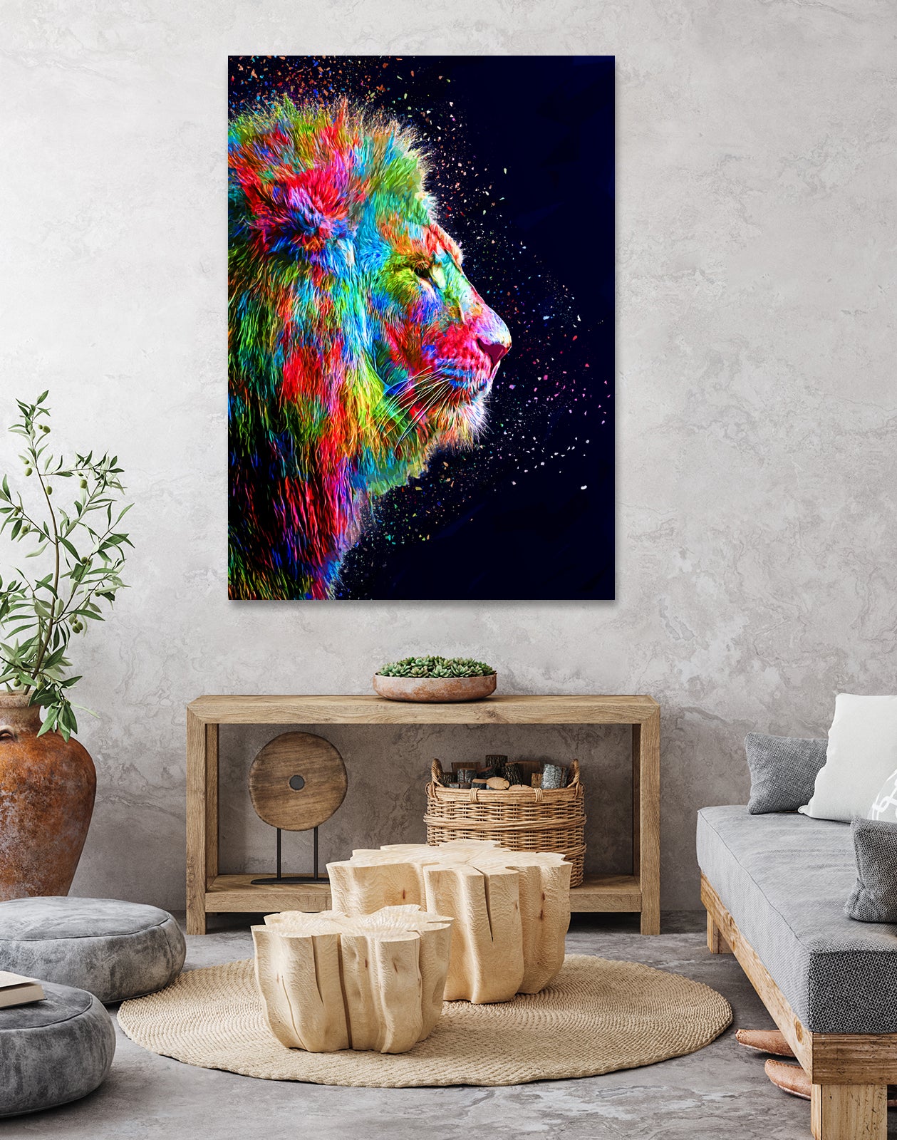 Colored Lion by Milos Karanovic on GIANT ART - black photo illustration