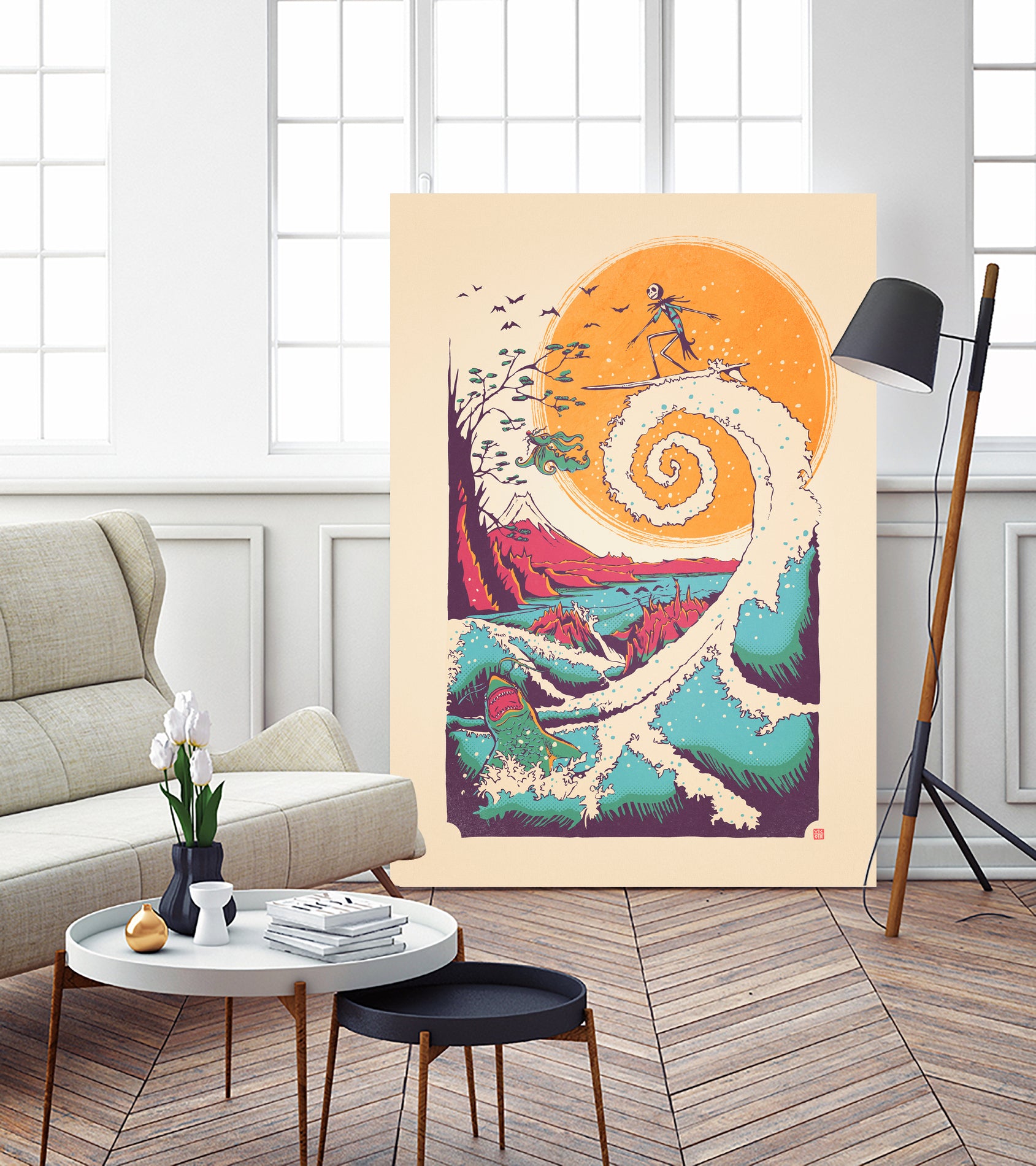 Surf Before Christmas by Victor Vercesi on GIANT ART - yellow digital drawing