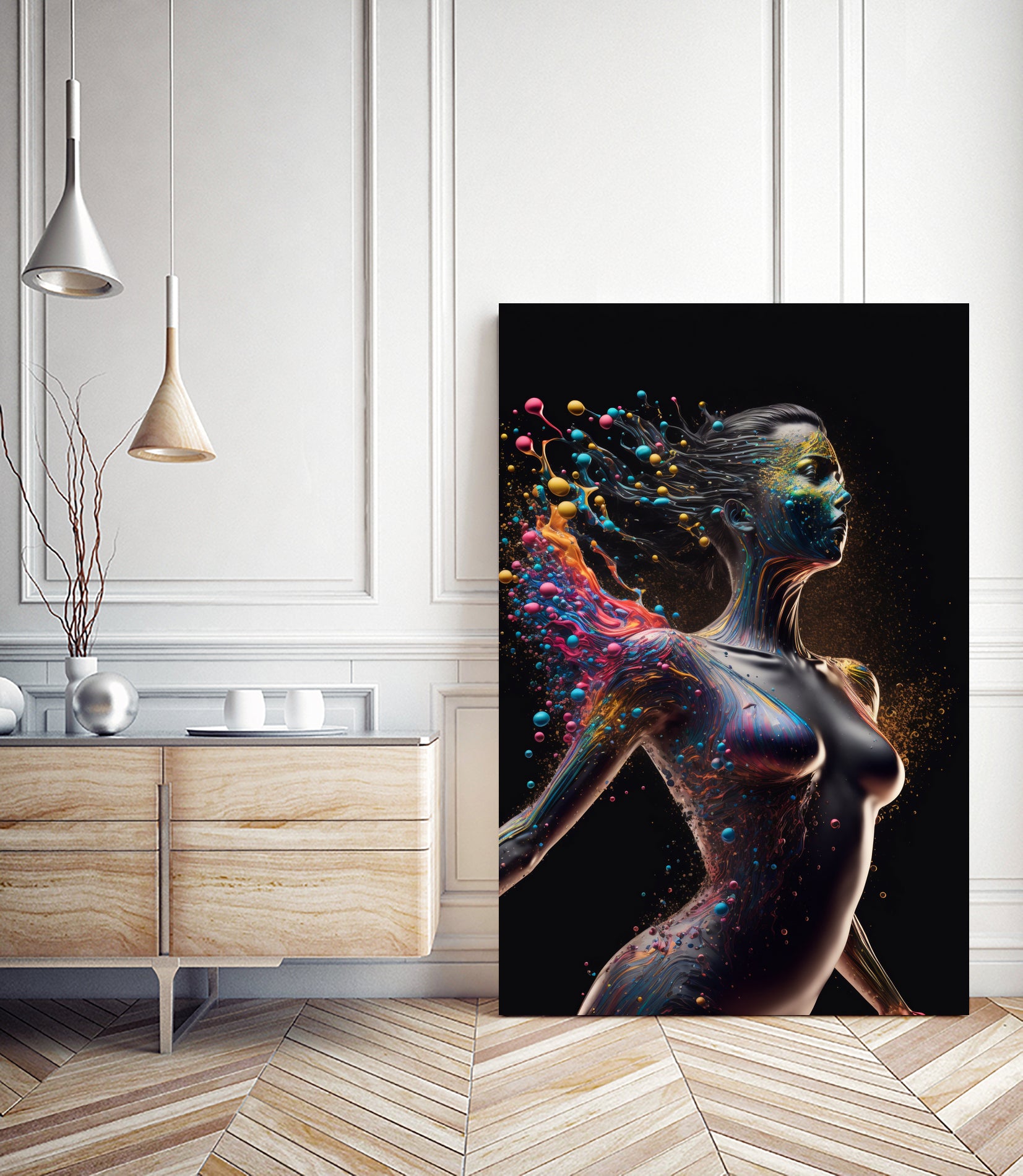 Woman from colors splash by Studio OMG on GIANT ART - gray digital painting