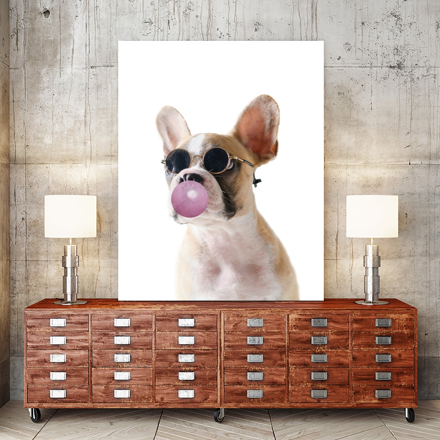 Dog With Bubble Gum by miguel angel romero franco on GIANT ART - pink photo manipulation