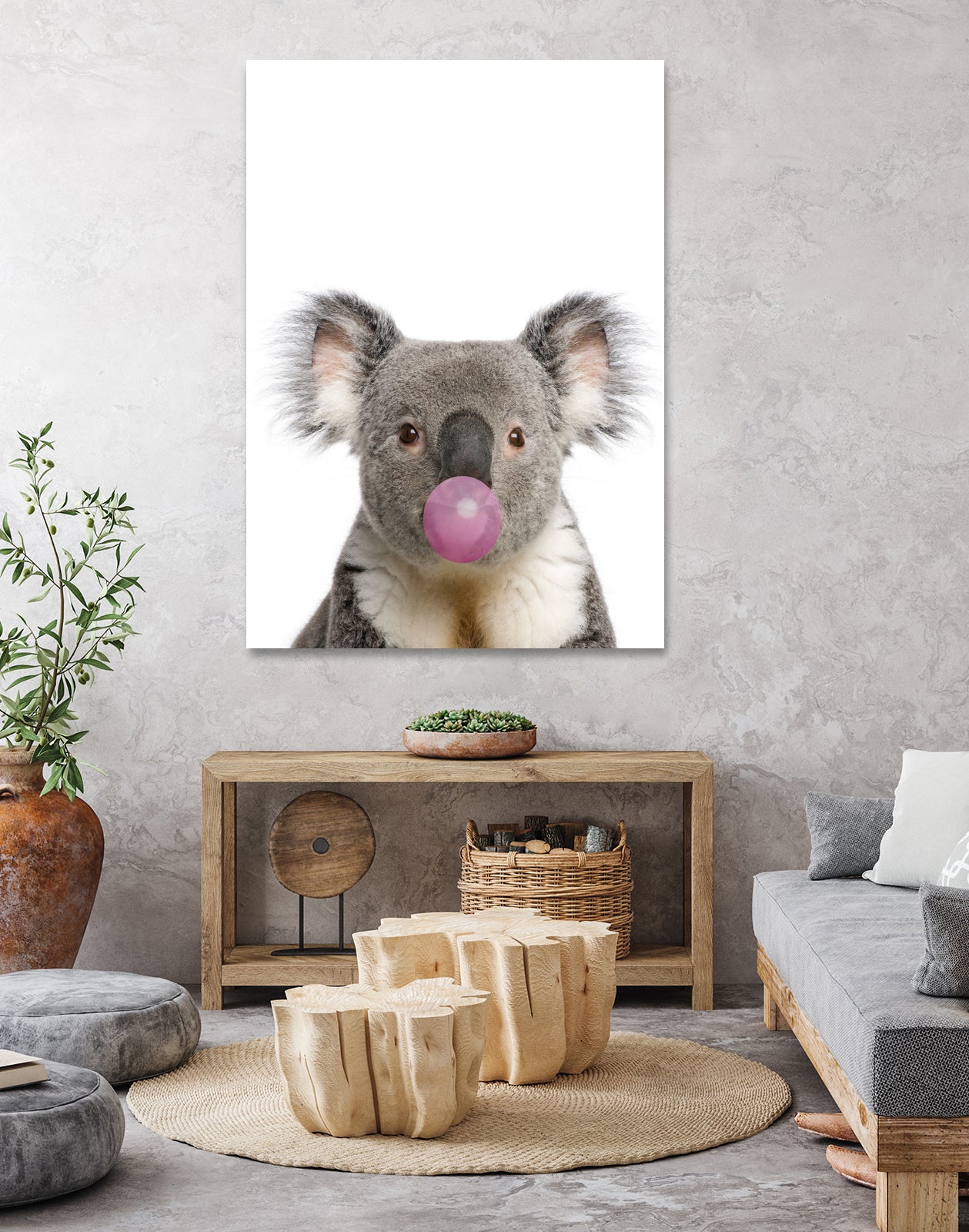 koala with bubble gum by miguel angel romero franco on GIANT ART - gray photo manipulation