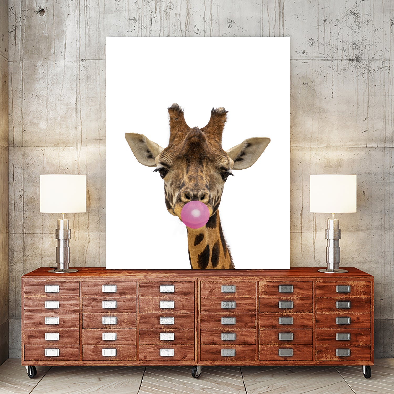 giraffe with bubble gum by miguel angel romero franco on GIANT ART - yellow photo manipulation