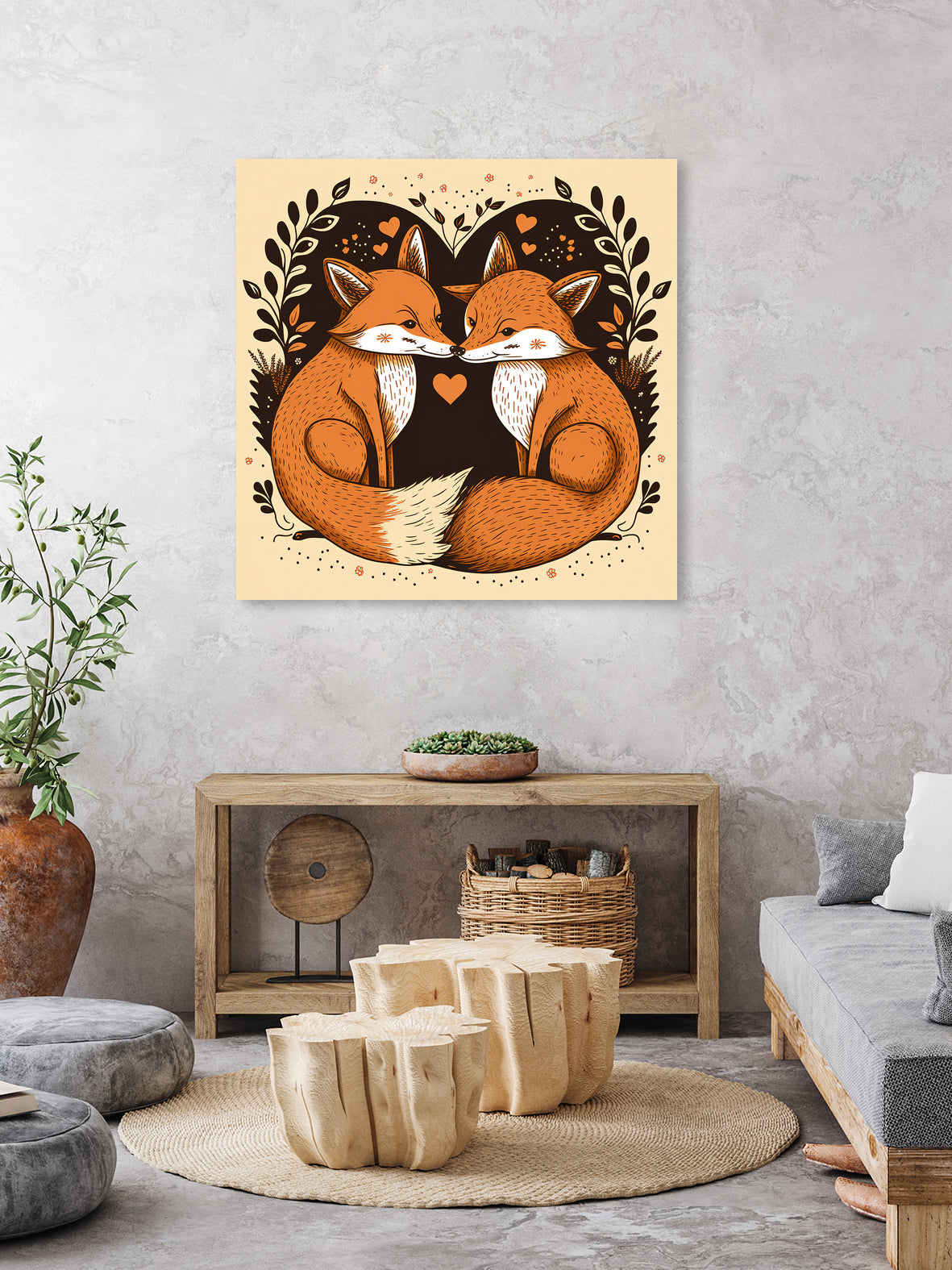 foxes in love by Haris Kavalla on GIANT ART - brown photo illustration