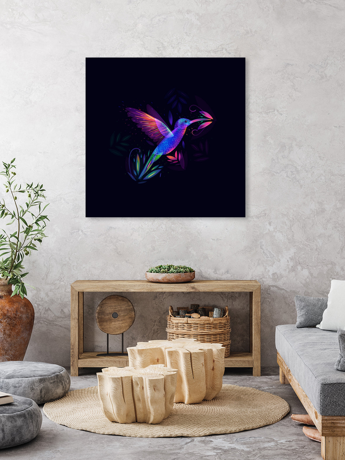Colibri's world by Ilya Shapko on GIANT ART - blue mixed media