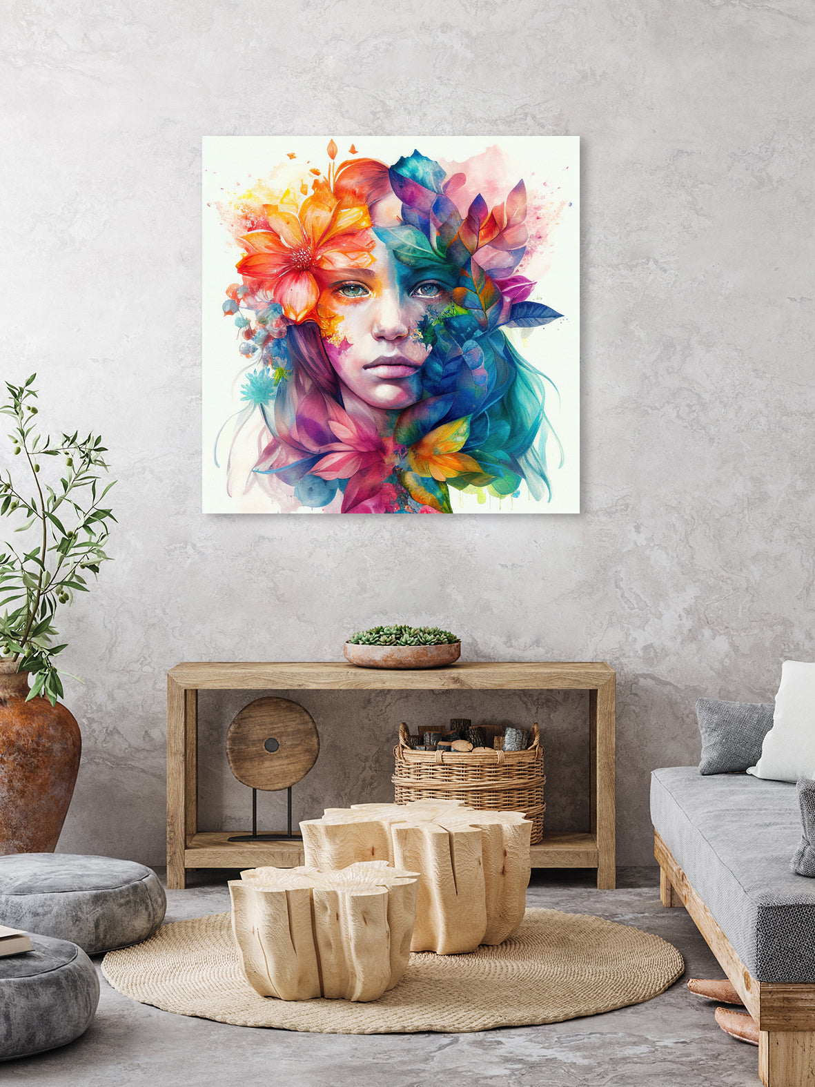 Watercolor Tropical Woman #8 by Isabel Cerdá Muñoz on GIANT ART - blue digital painting