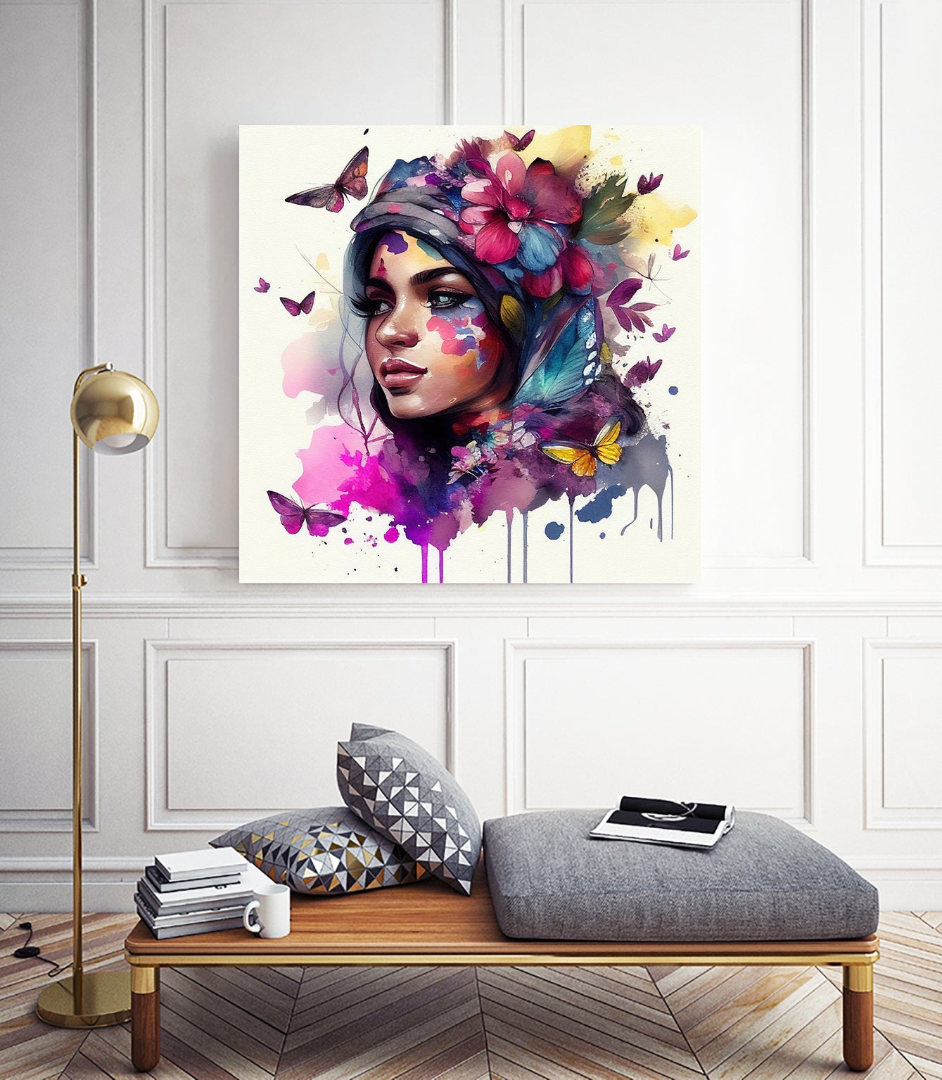 Watercolor Floral Arabian Woman #9 by Isabel Cerdá Muñoz on GIANT ART - pink digital painting