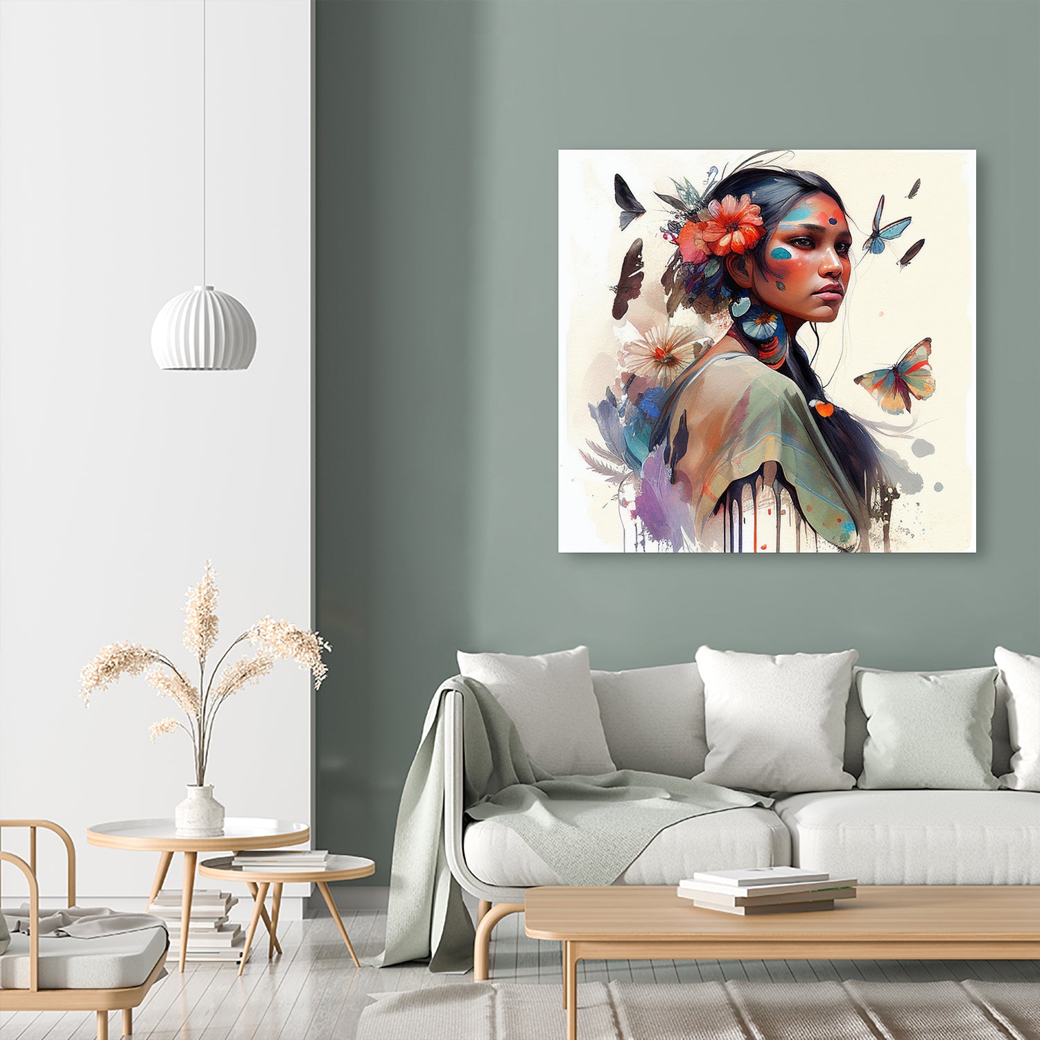 Watercolor Floral Indian Native Woman #3 by Isabel Cerdá Muñoz on GIANT ART - brown digital painting