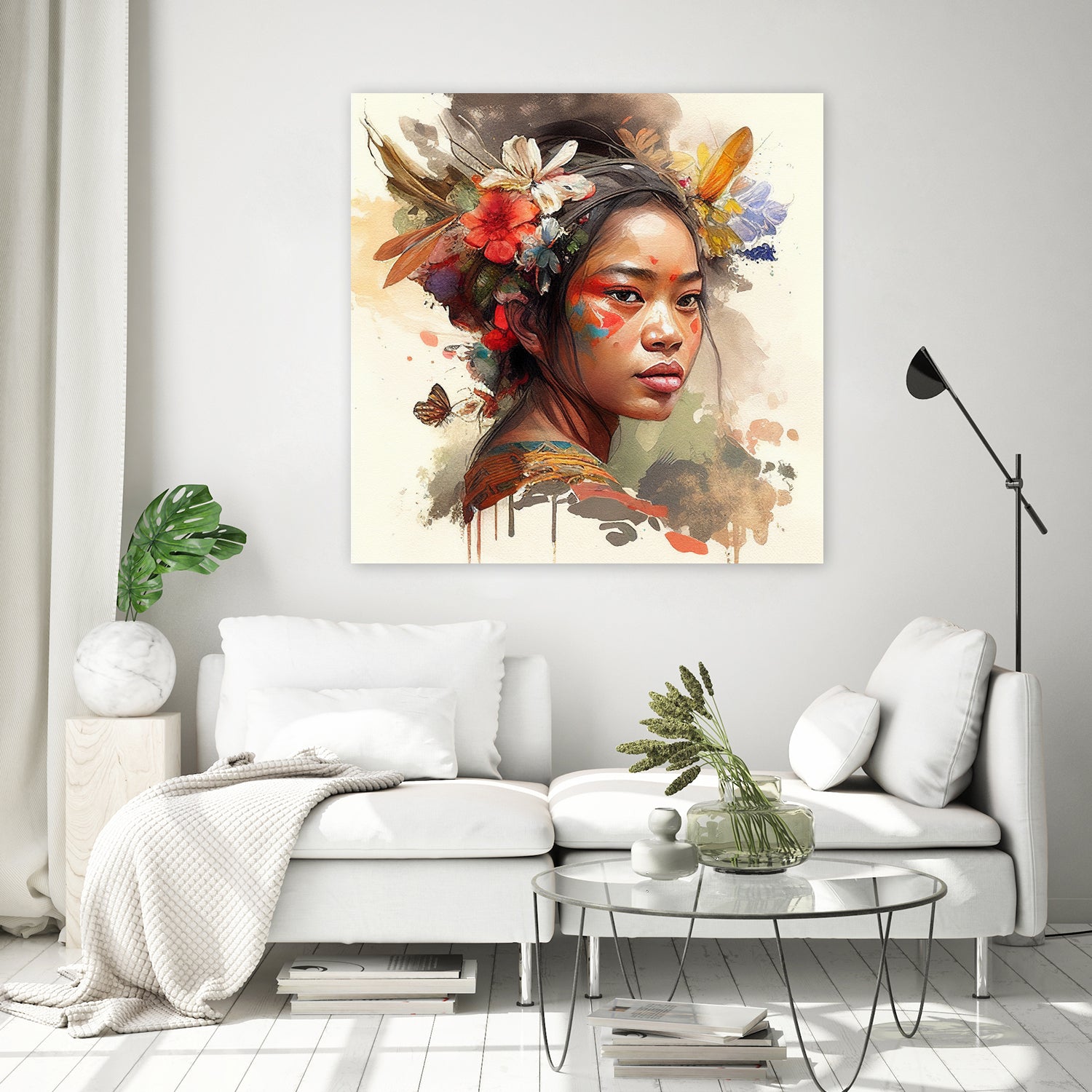 Watercolor Floral Indonesian Native Woman #3 by Isabel Cerdá Muñoz on GIANT ART - brown digital painting
