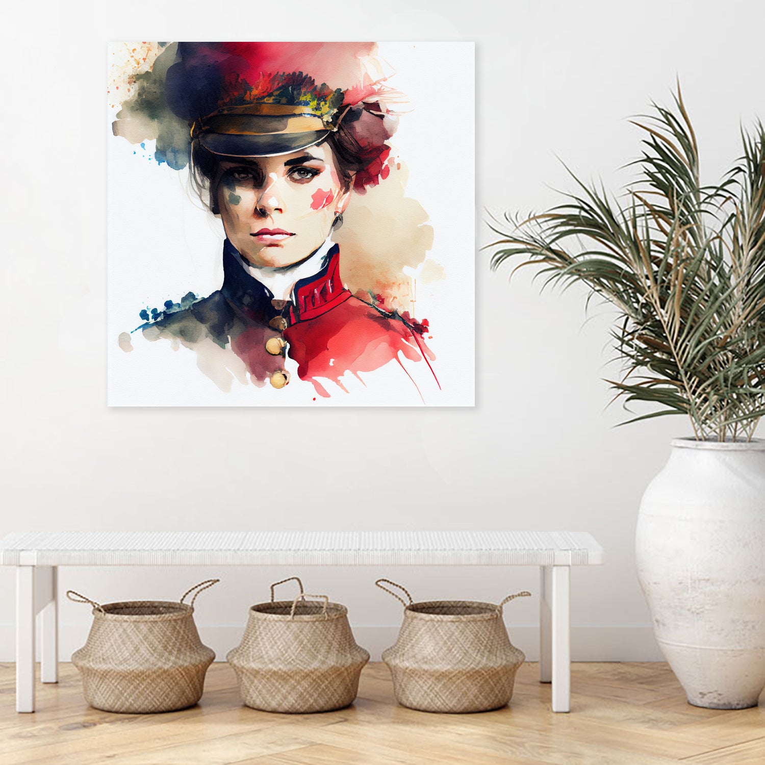 Watercolor Napoleonic Soldier Woman #3 by Isabel Cerdá Muñoz on GIANT ART - red digital painting