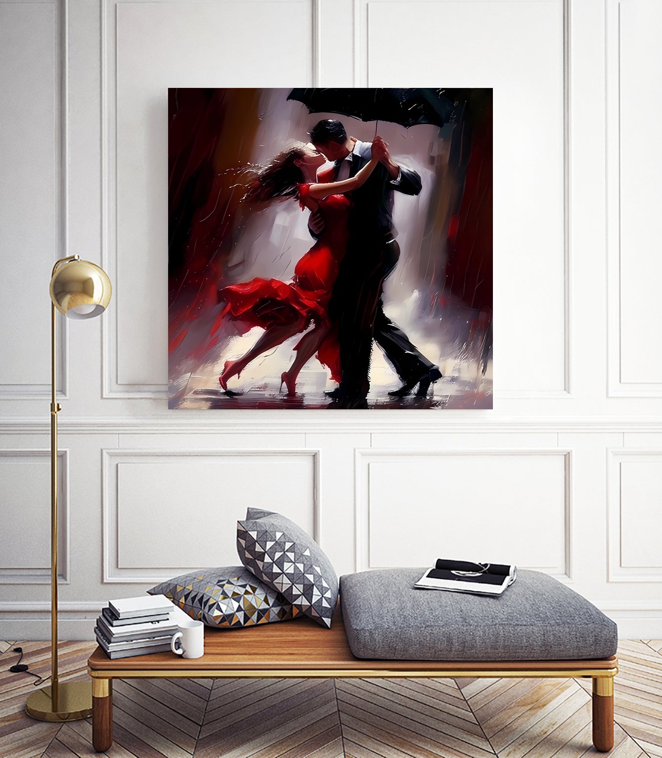 Tango in the rain. by Ievgeniia Bidiuk on GIANT ART - red digital painting