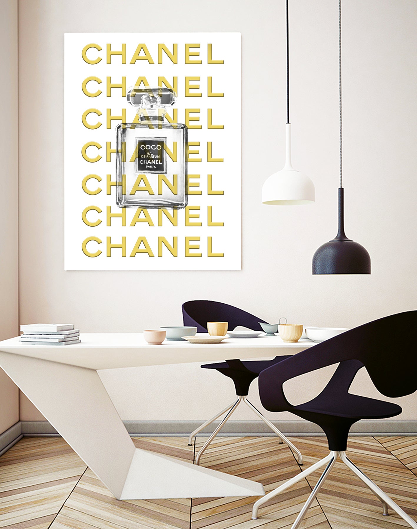 Chanel perfume fashion poster by miguel angel romero franco on GIANT ART - yellow digital drawing