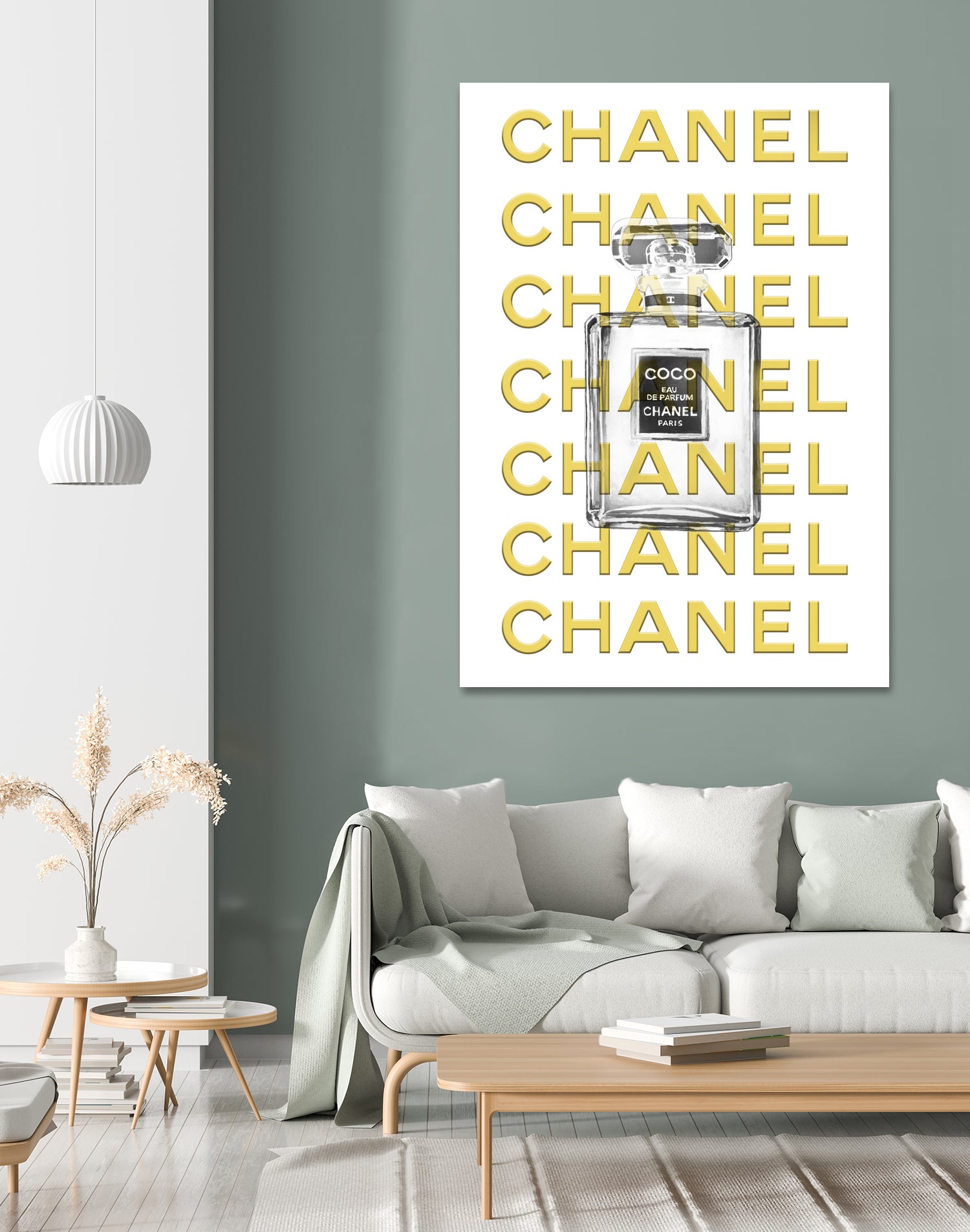 Chanel perfume fashion poster by miguel angel romero franco on GIANT ART - yellow digital drawing
