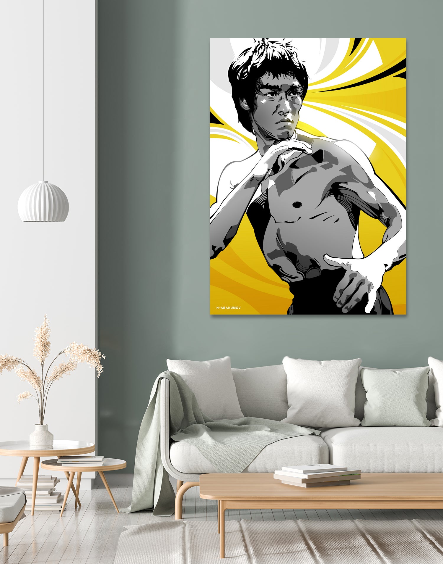 Bruce Lee by Nikita Abakumov on GIANT ART - yellow vector illustration