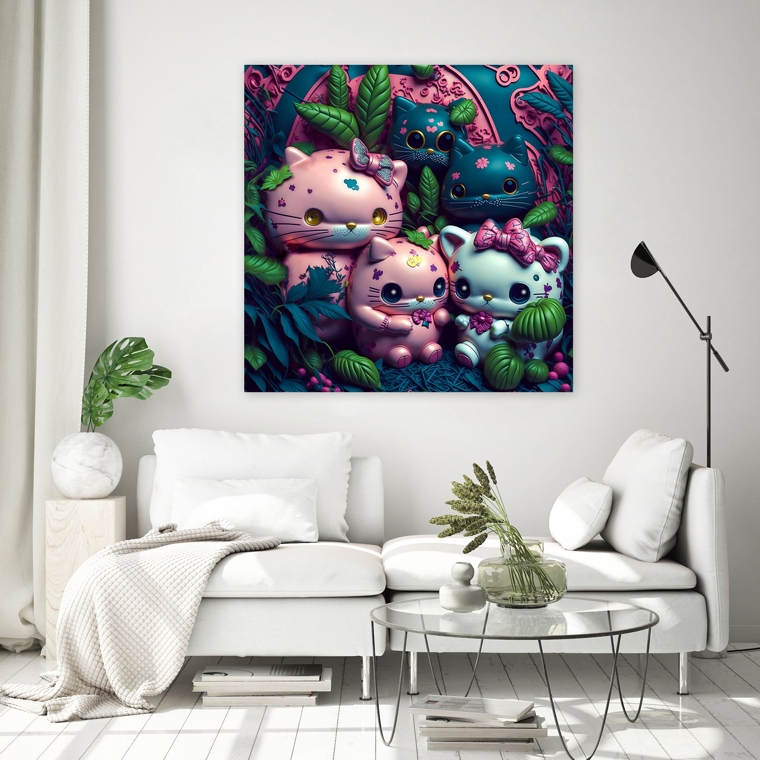 Chubby Kitties by Eric Ton on GIANT ART - white digital painting