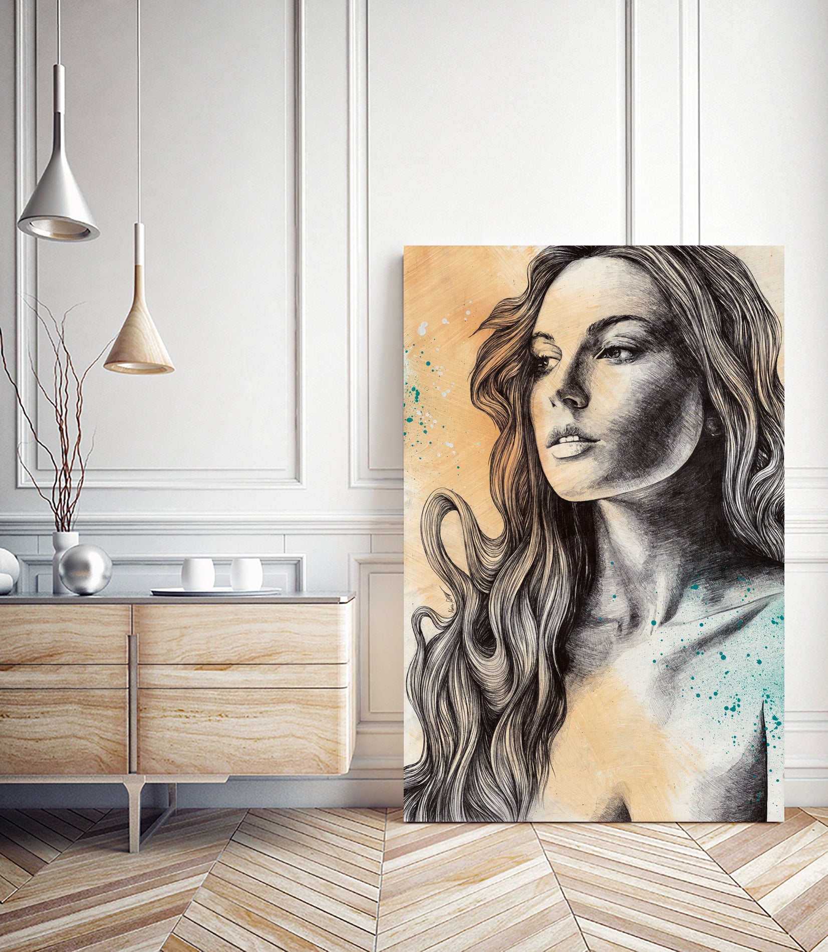 Throwing Ashes | sensual woman face painting by Marco Paludet on GIANT ART - yellow mixed media