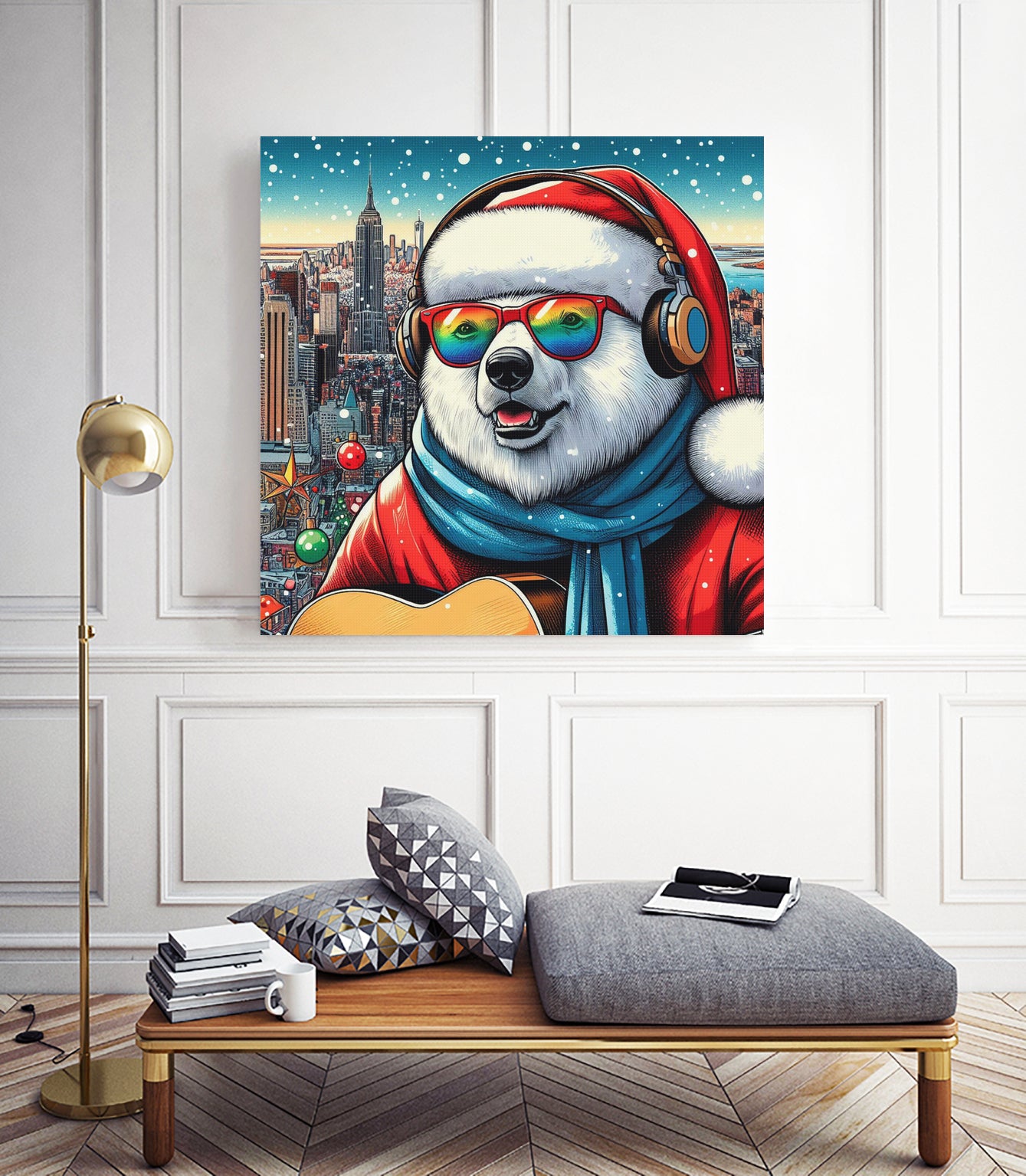 XMAS POLAR BEAR NYC 2 by OTIS PORRITT on GIANT ART - red digital painting
