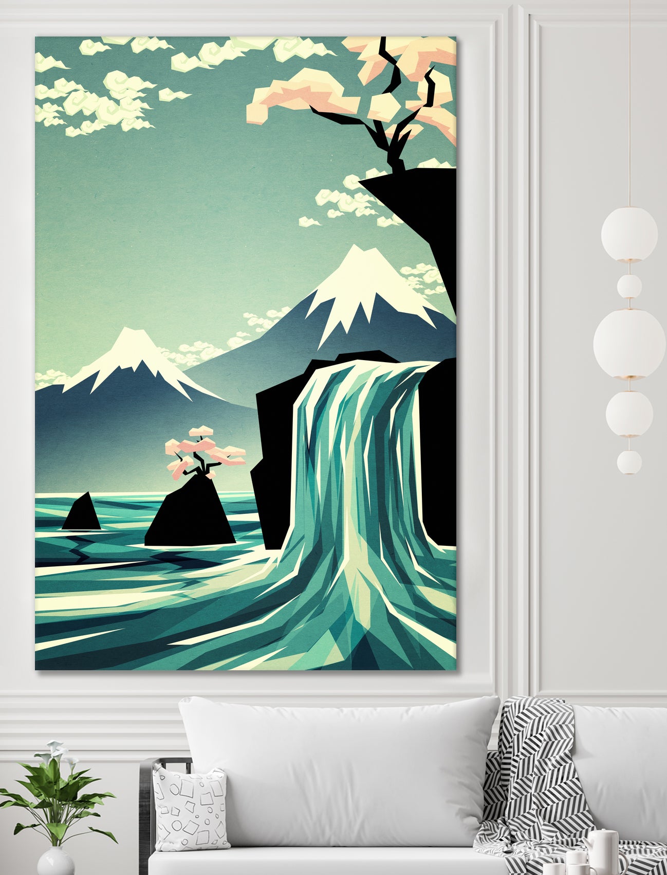 waterfall blossom dream by Sjoerd Piepenbrink on GIANT ART - blue vector illustration