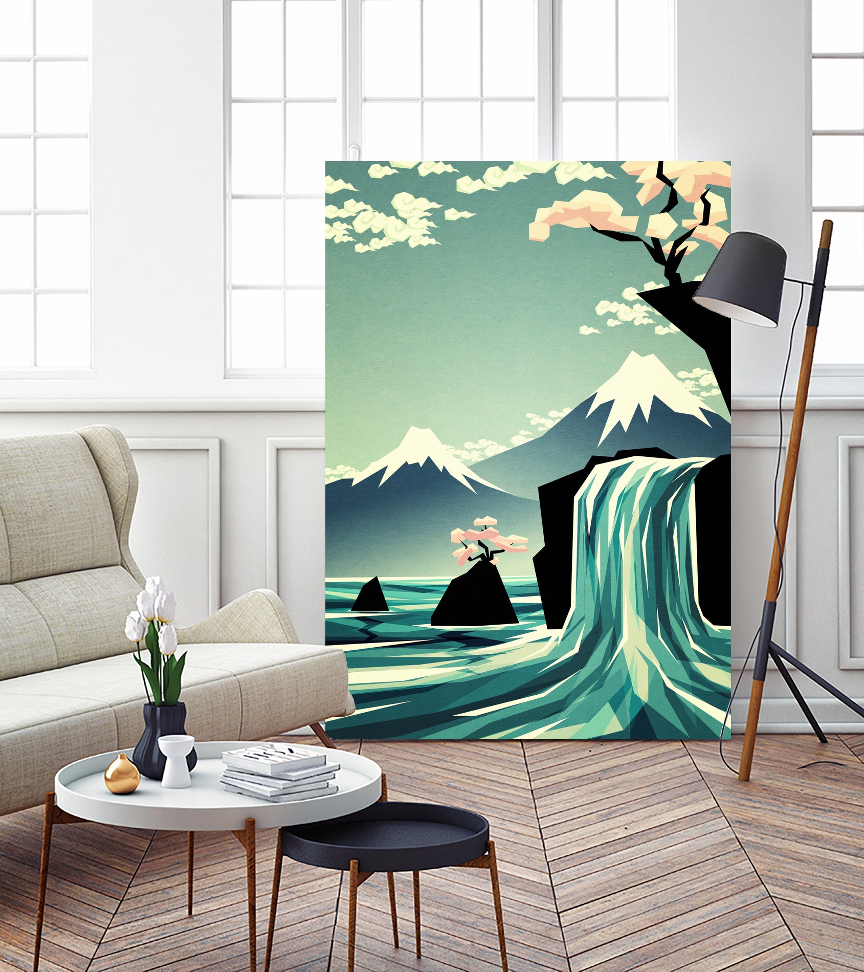 waterfall blossom dream by Sjoerd Piepenbrink on GIANT ART - blue vector illustration