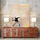 Banksy's Love is in the Air by Jose Bueras on GIANT ART - yellow digital drawing