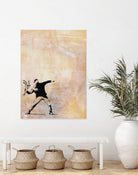 Banksy's Love is in the Air by Jose Bueras on GIANT ART - yellow digital drawing