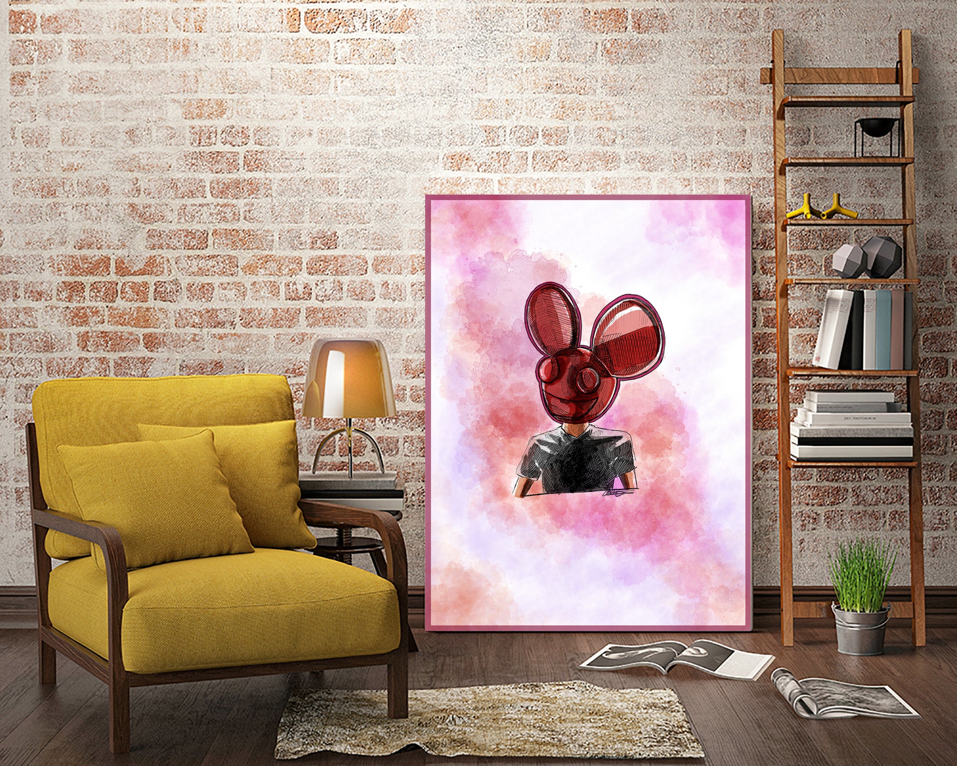 Deadmau5 by Soe San on GIANT ART - red digital painting