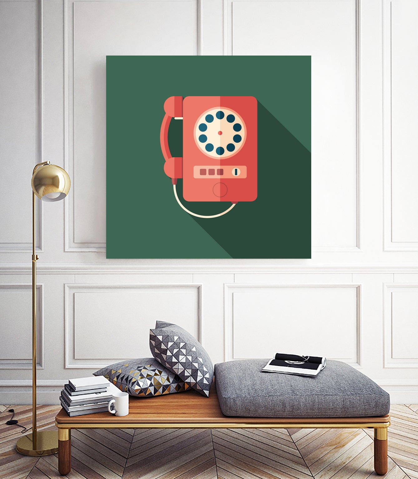 Vintage Red Telephone by Yury Velikanov on GIANT ART - white vector illustration