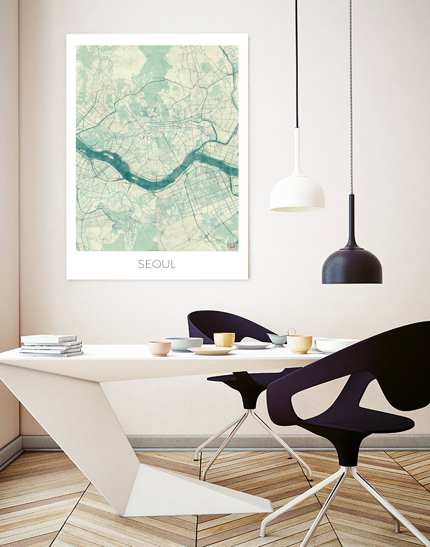 Seoul Map Blue by Hubert Roguski on GIANT ART - blue digital painting