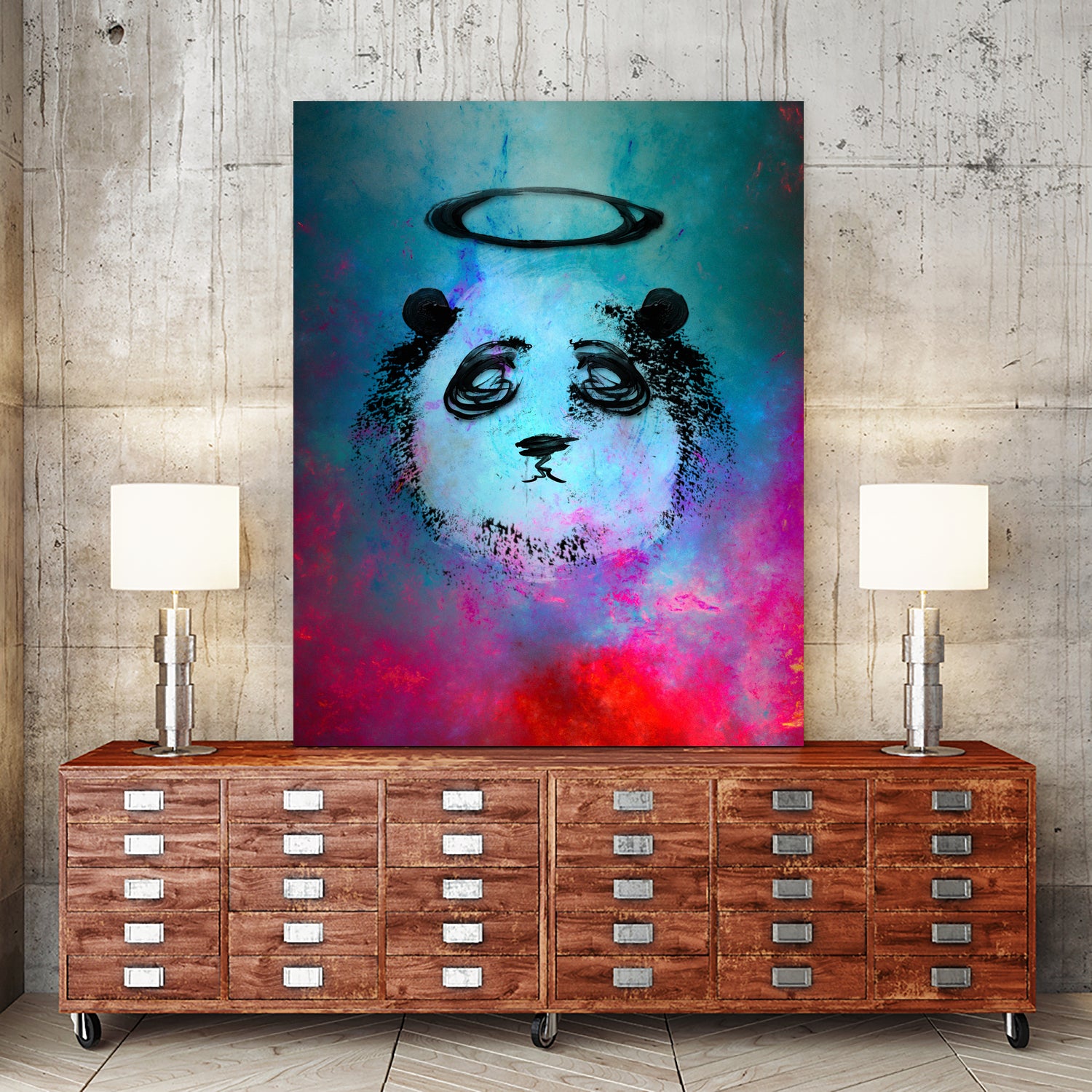 Halo Panda by Nikhil Shinde on GIANT ART - blue digital painting
