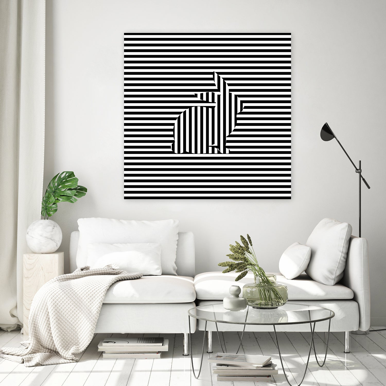 Rabbit on Stripes by Georgi Zhelyazkov on GIANT ART - black digital drawing