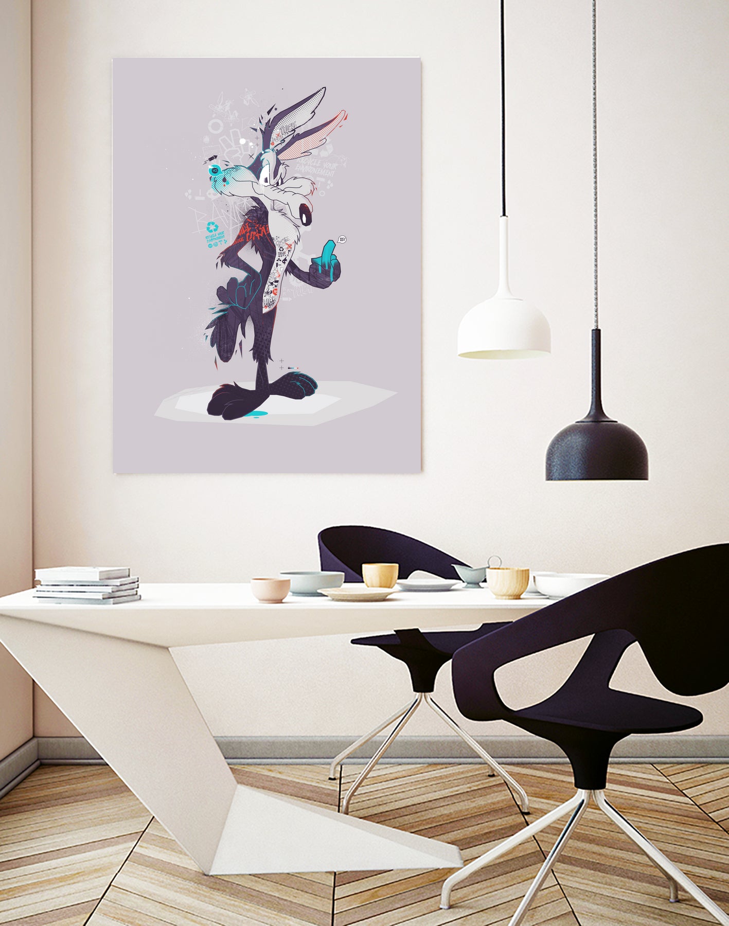 ECO WILE E COYOTEPNT by Simon Guilloteau on GIANT ART - fuchsia vector illustration