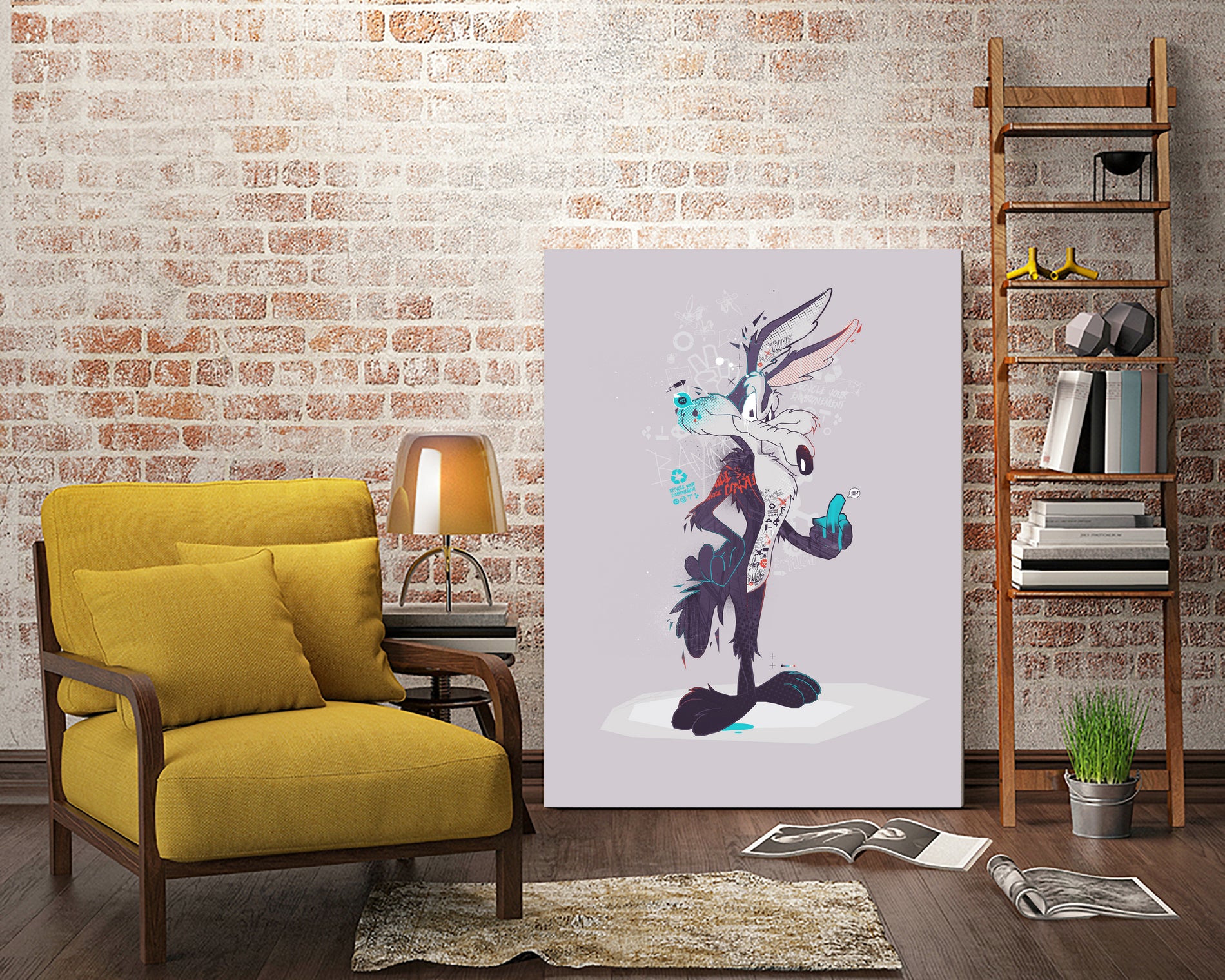 ECO WILE E COYOTEPNT by Simon Guilloteau on GIANT ART - fuchsia vector illustration