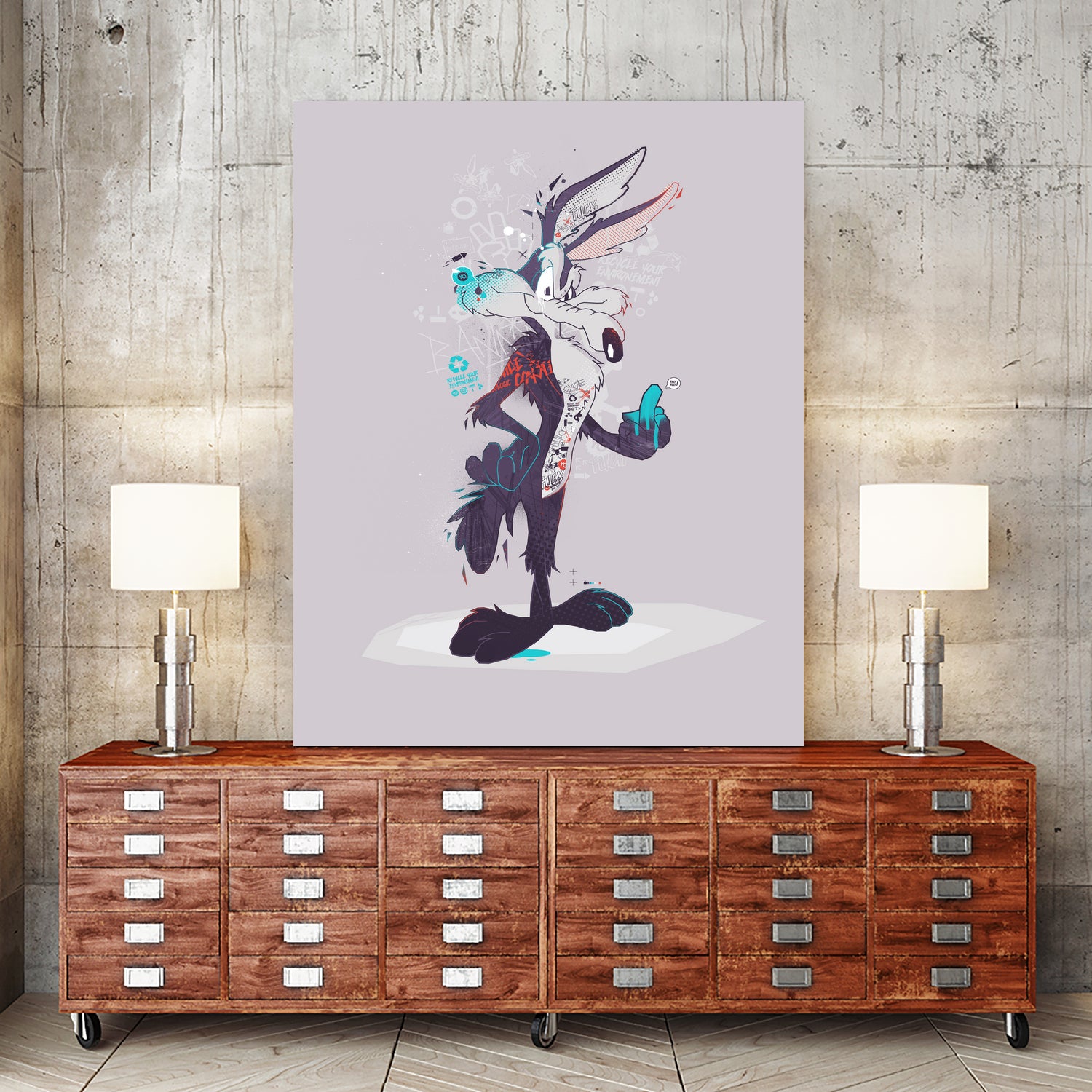 ECO WILE E COYOTEPNT by Simon Guilloteau on GIANT ART - fuchsia vector illustration