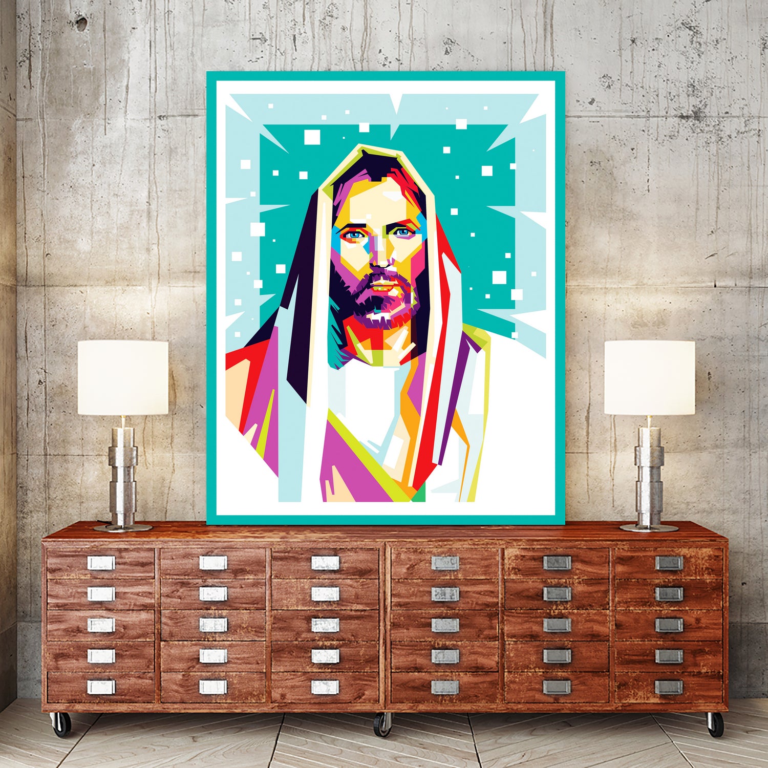 Jesus Christ in WPAP art by Riweldo Sayuna on GIANT ART - blue character design