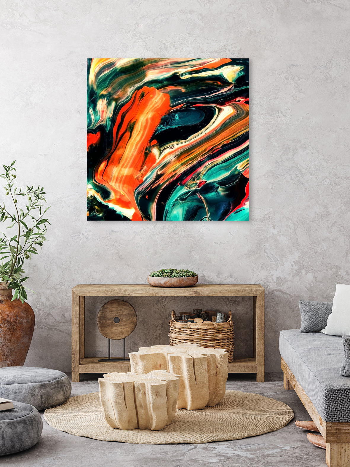 ABSTRACT COLORFUL PAINTING II-B3 by Pia Schneider on GIANT ART - orange mixed media