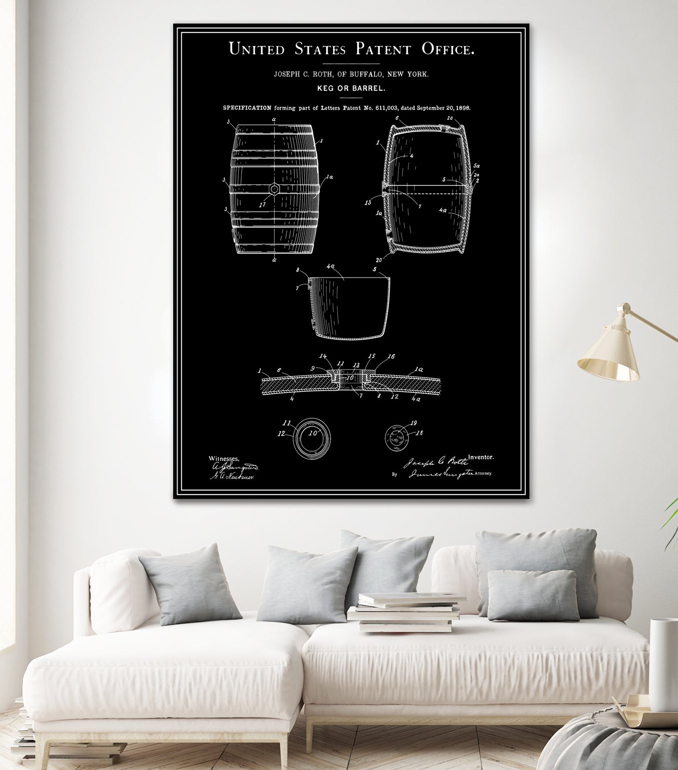 Beer Keg Patent - Black by Finlay McNevin on GIANT ART - black typography