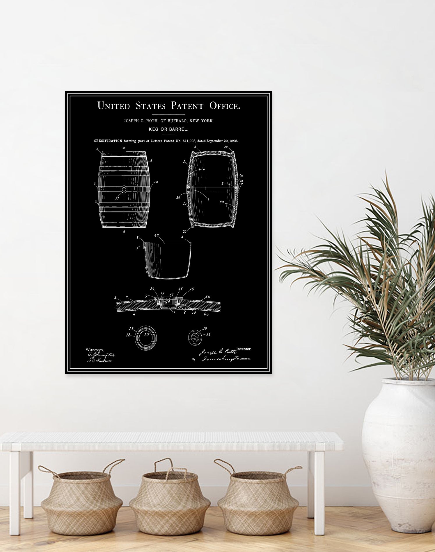 Beer Keg Patent - Black by Finlay McNevin on GIANT ART - black typography