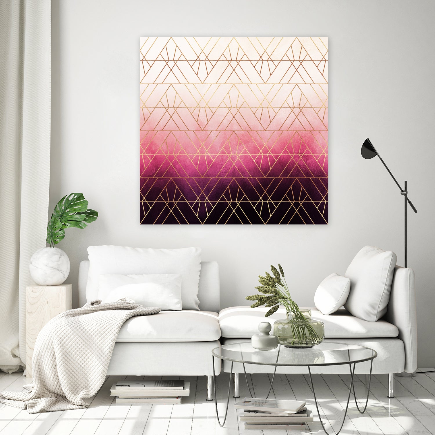 Pink Ombre Triangles by Elisabeth Fredriksson on GIANT ART - pink digital painting