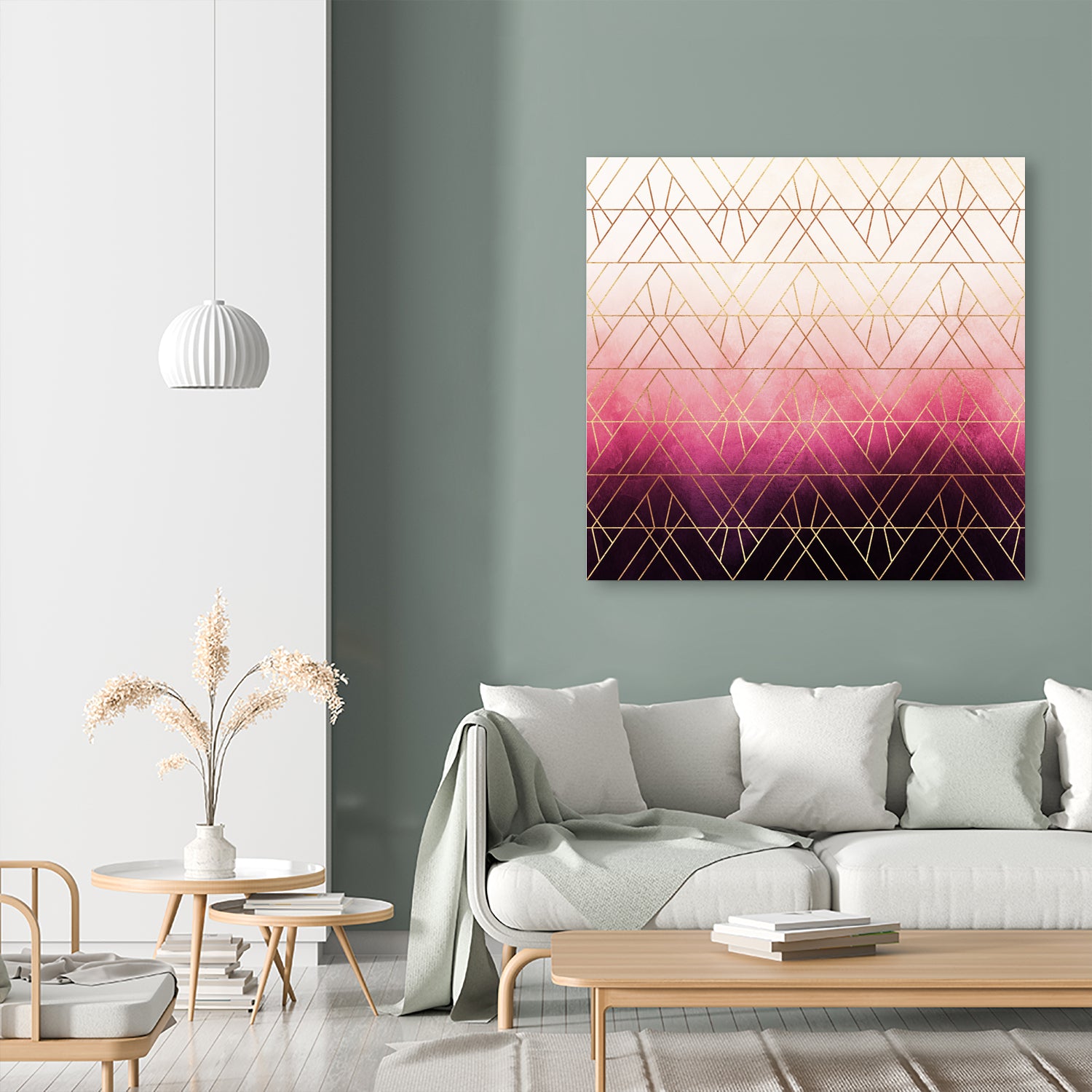 Pink Ombre Triangles by Elisabeth Fredriksson on GIANT ART - pink digital painting